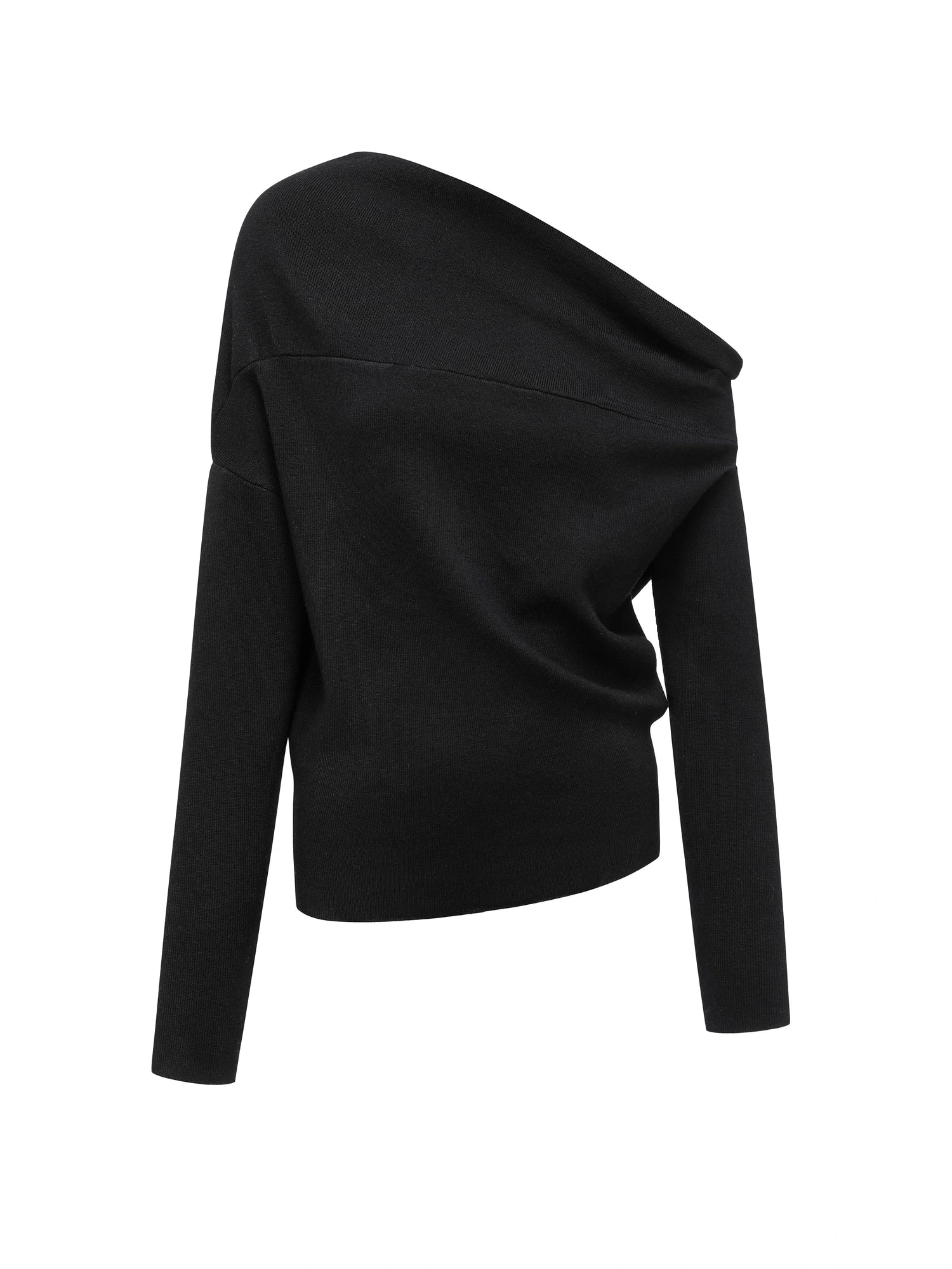 Soft Sculpted Draped Asymmetrical Knit Sweater