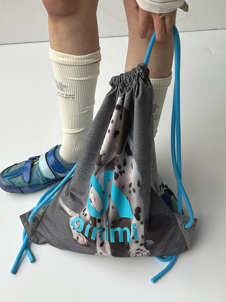 oinimi Spotted Puppy Print Reversible Drawstring Women&