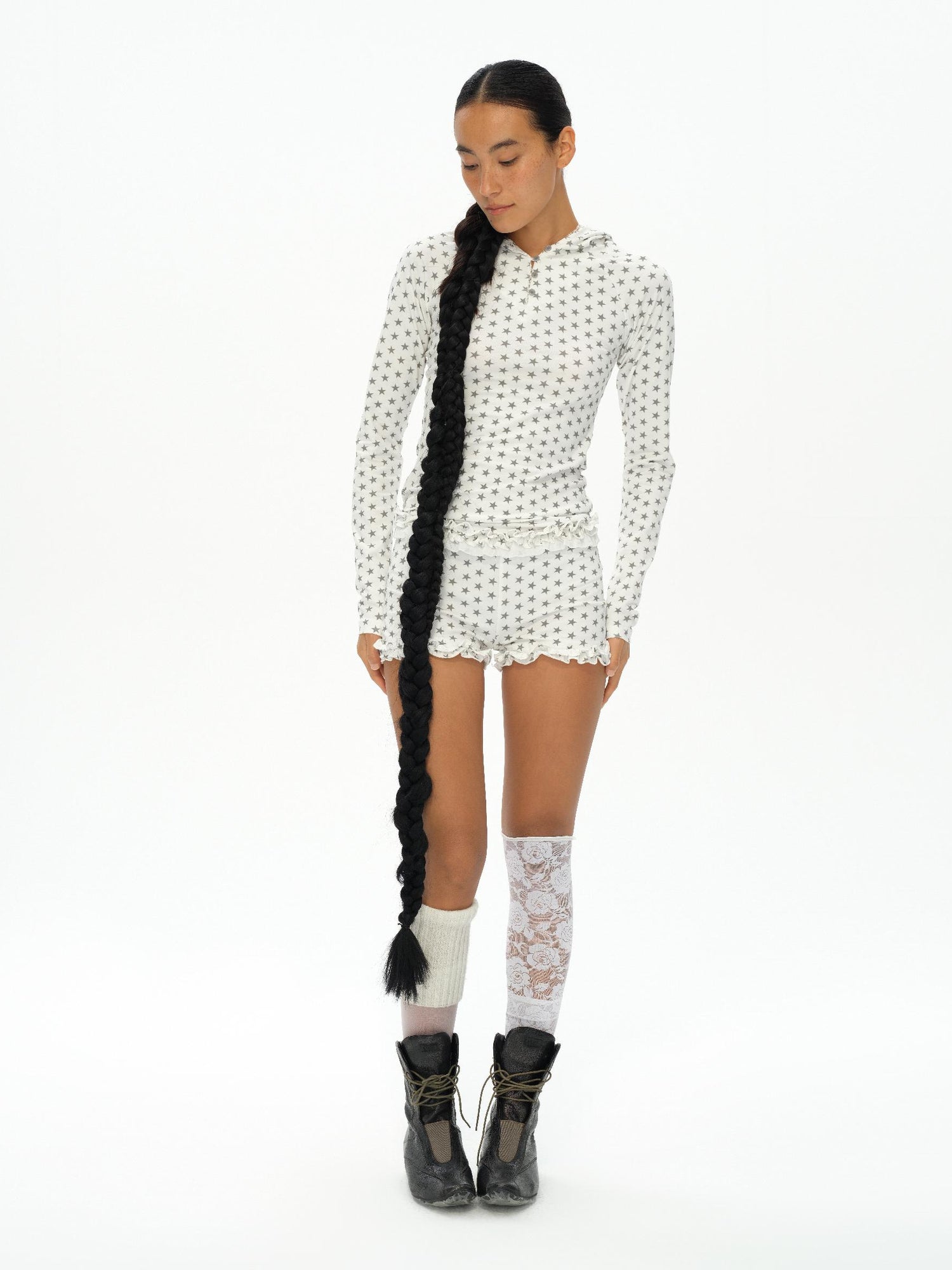 oinimi Star Dot Angel Set With 3D Wings And Scalloped Shorts