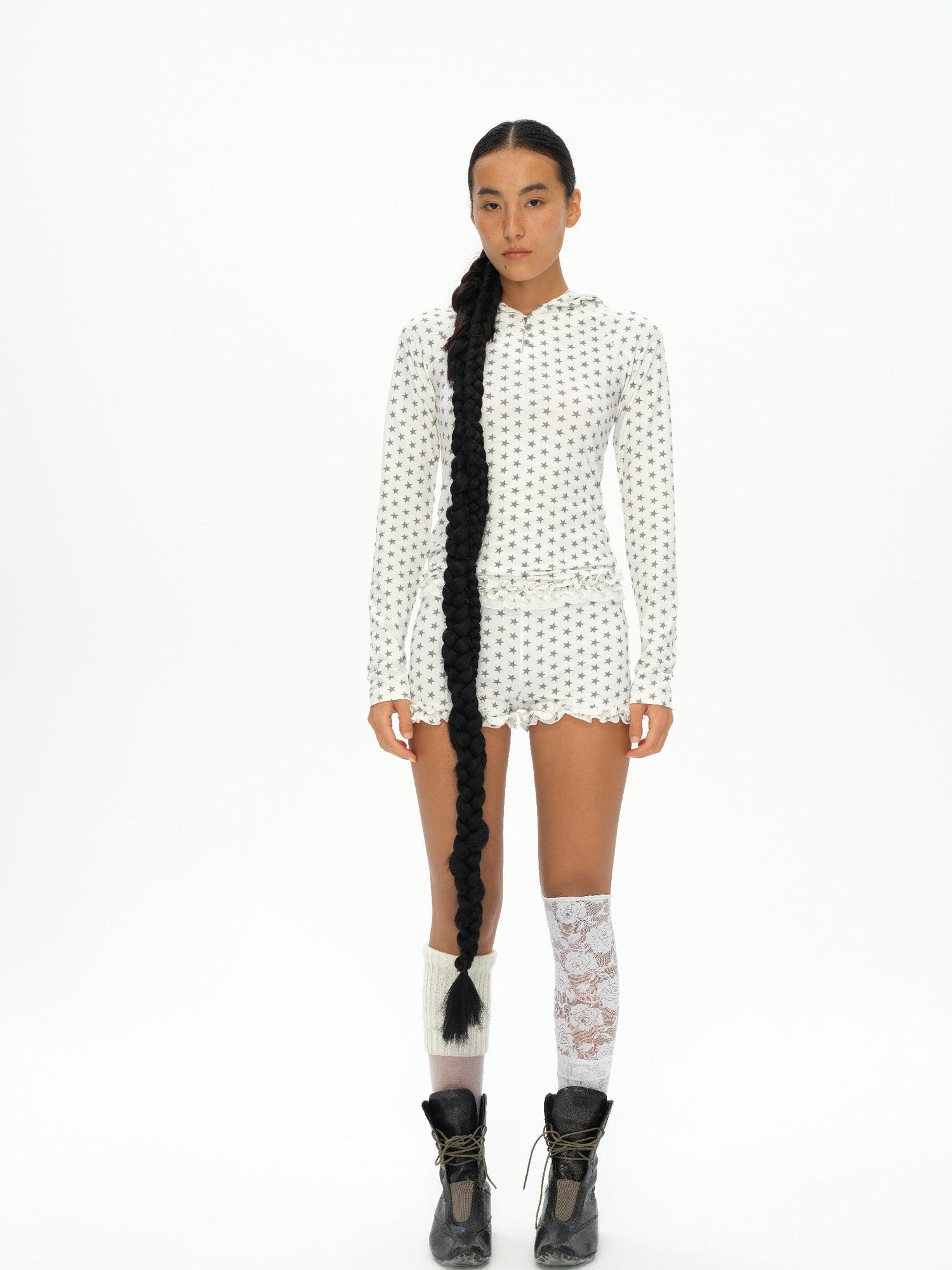 oinimi Star Dot Angel Set With 3D Wings And Scalloped Shorts
