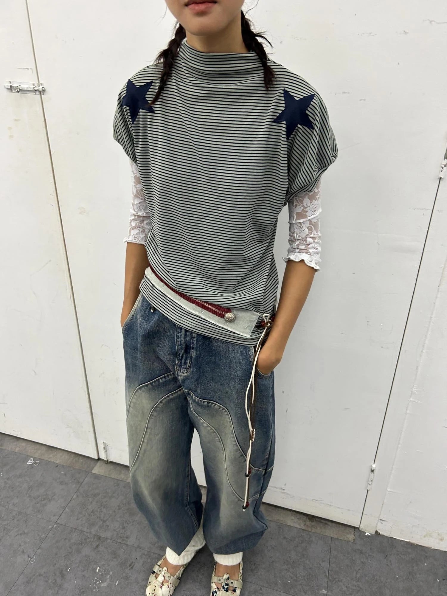 Stars And Stripes Patchwork Crewneck Tee