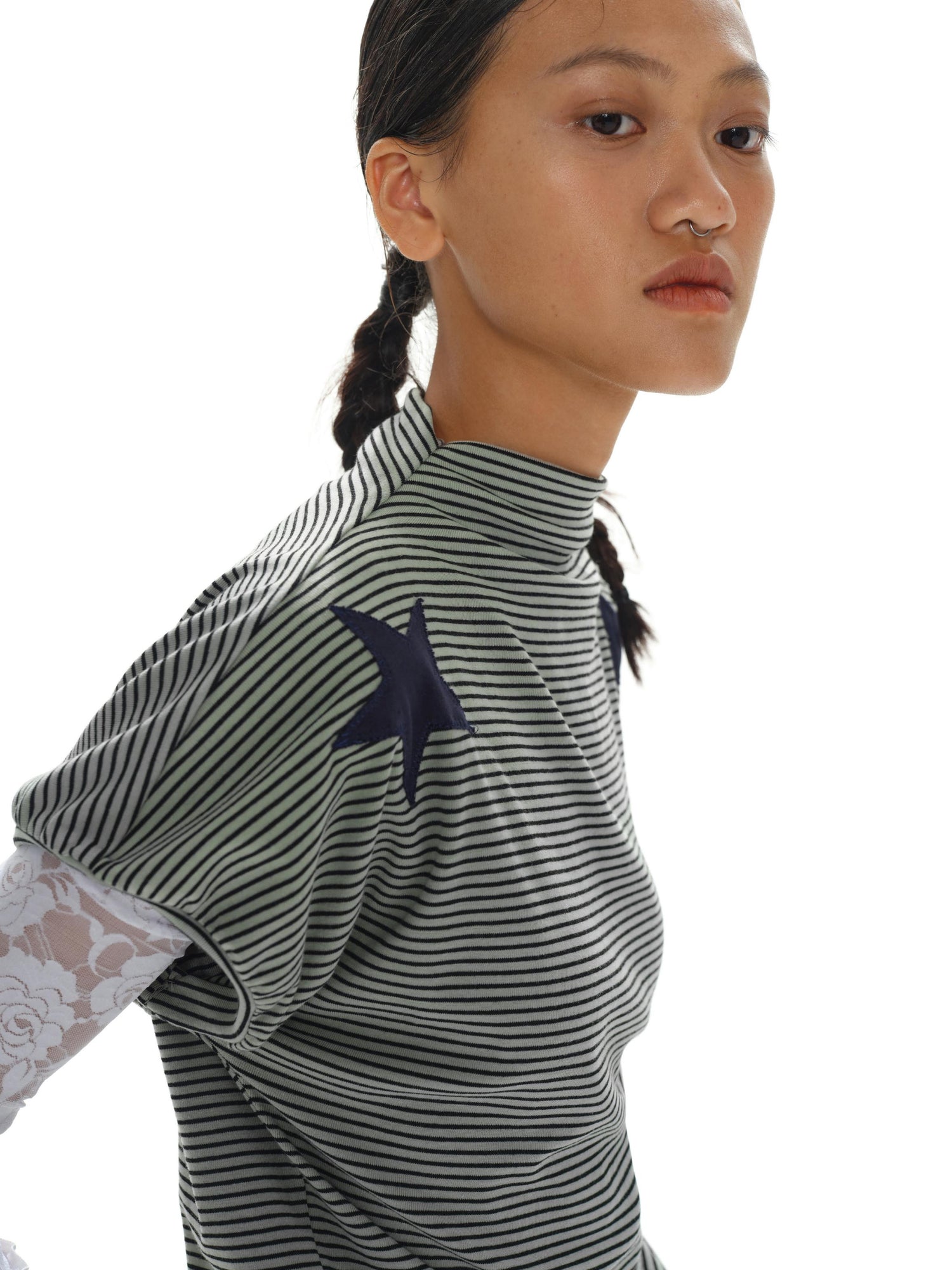 oinimi Stars And Stripes Patchwork Crewneck Tee