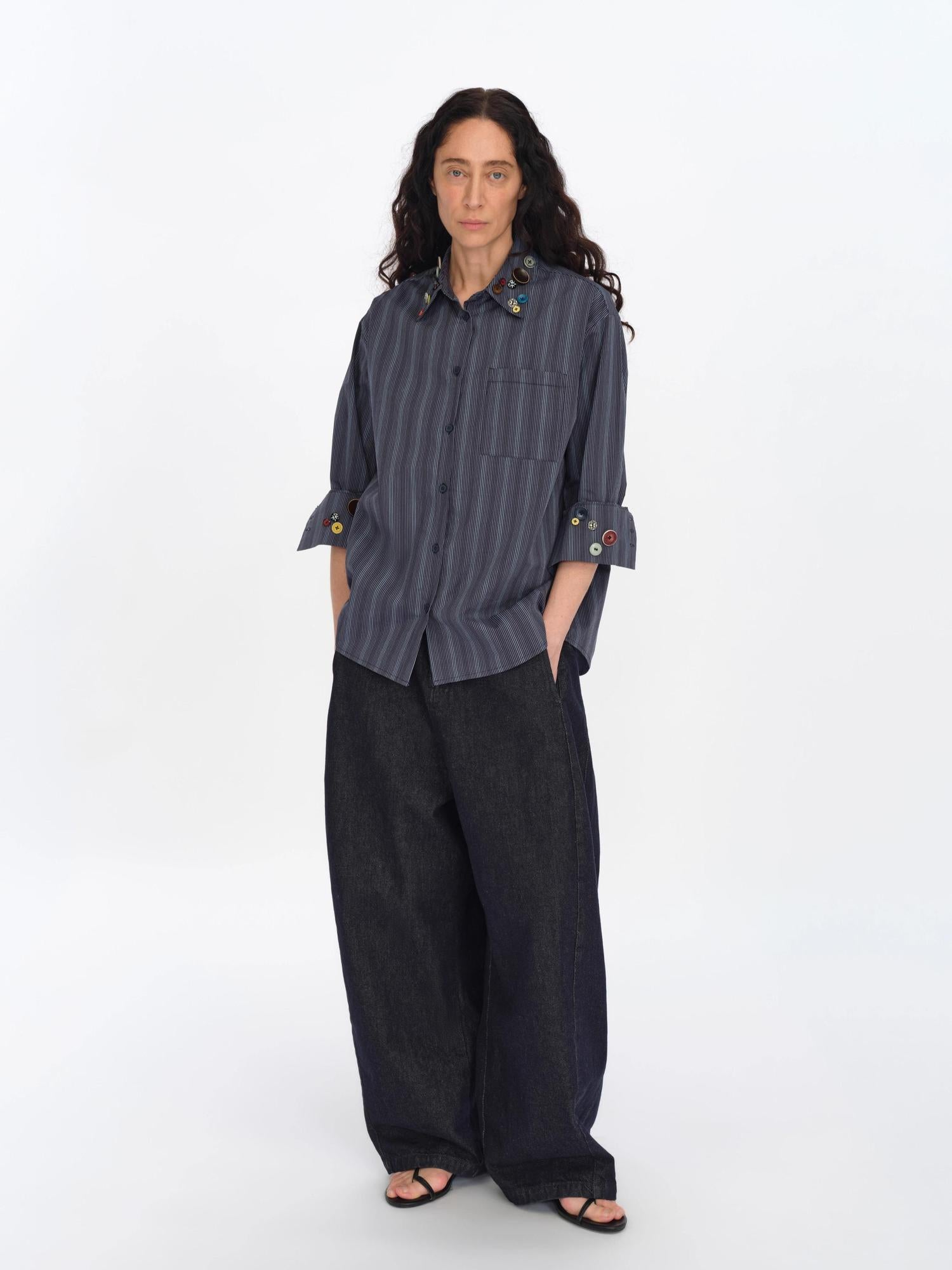 oinimi Straight Leg Denim Jeans Dark Wash Loose Fit Four Seasons Staple