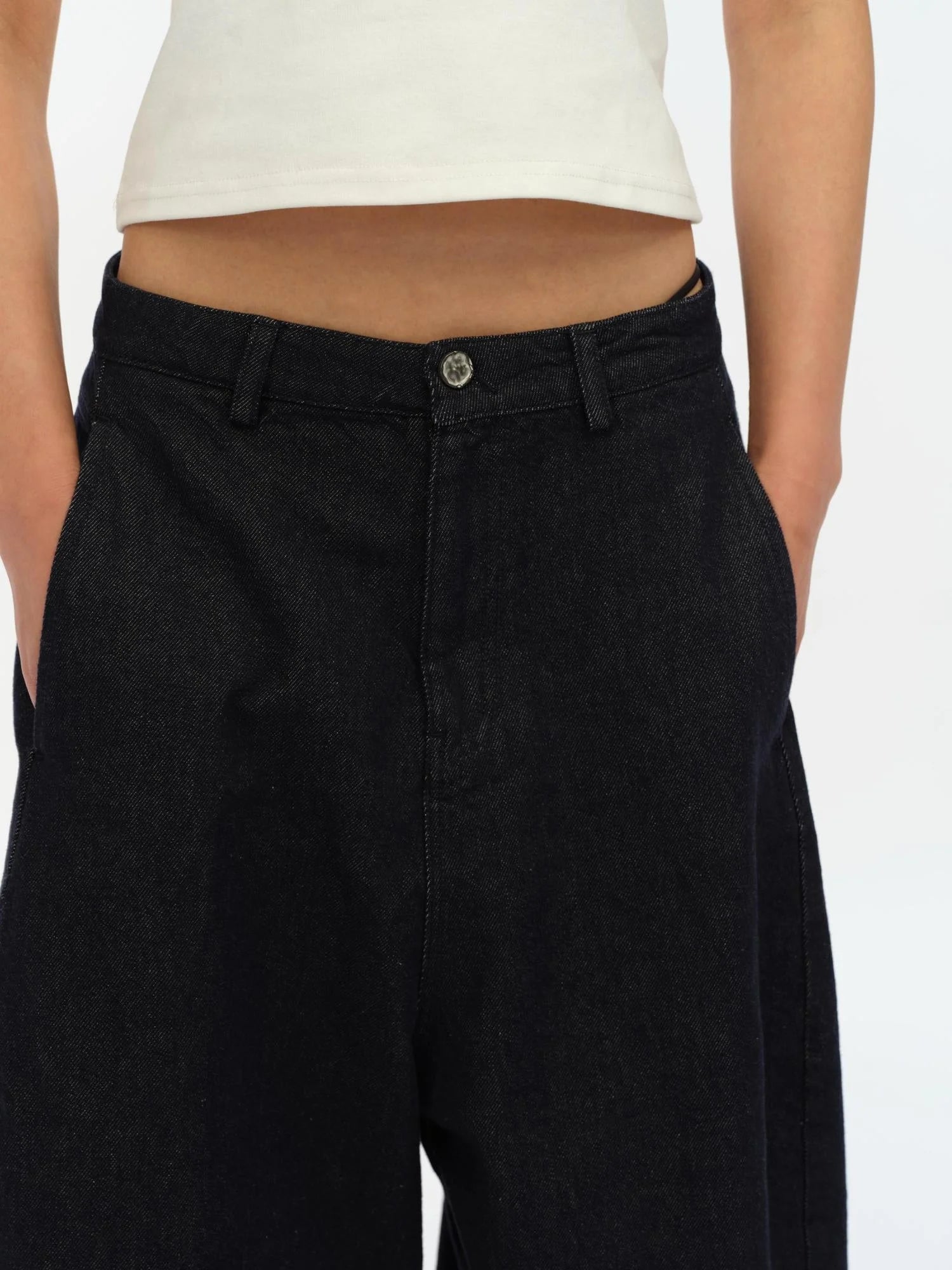 Straight Leg Denim Jeans Dark Wash Loose Fit Four Seasons Staple