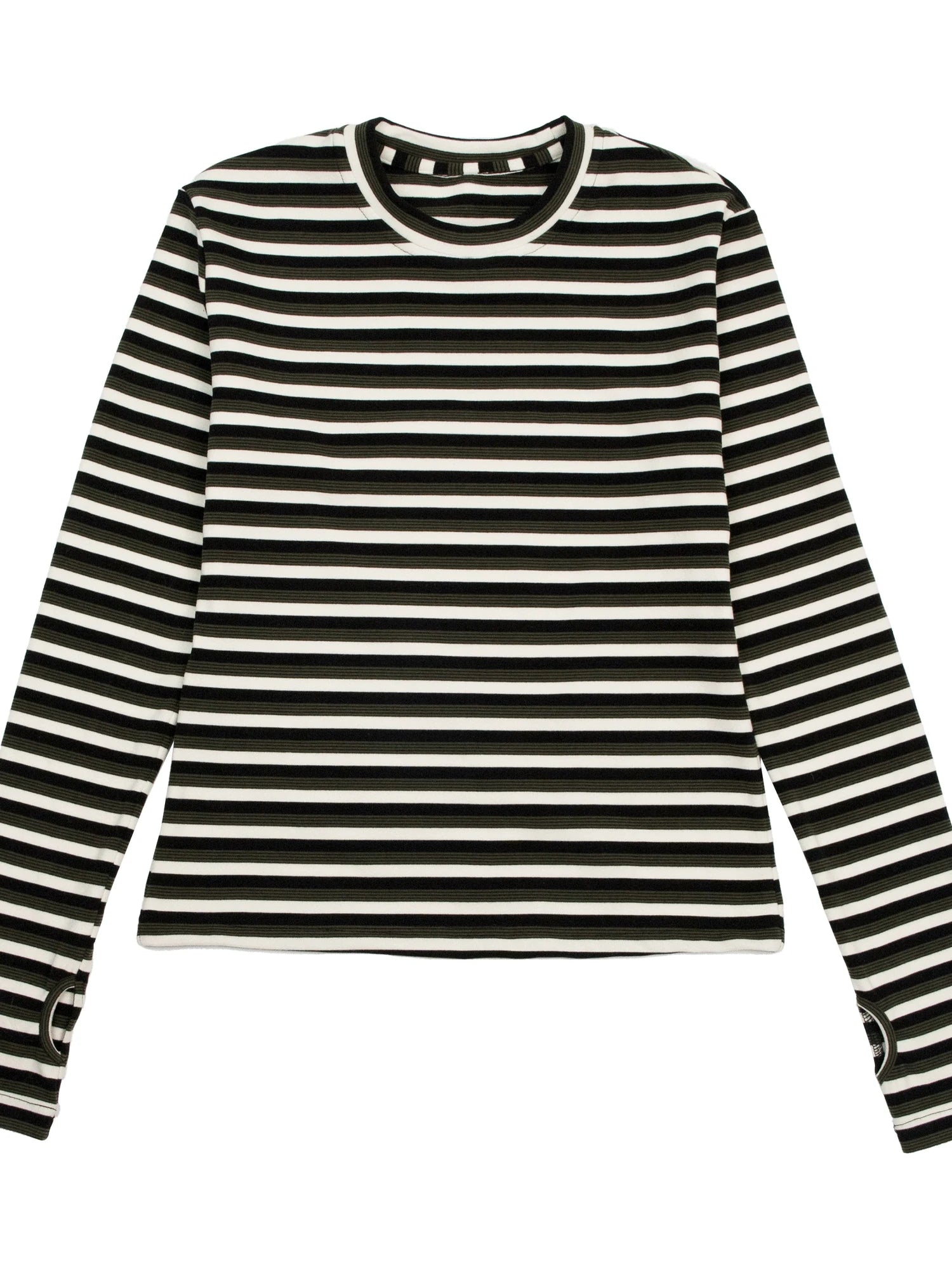 Thermal Striped Long Sleeve Round Neck T-Shirt