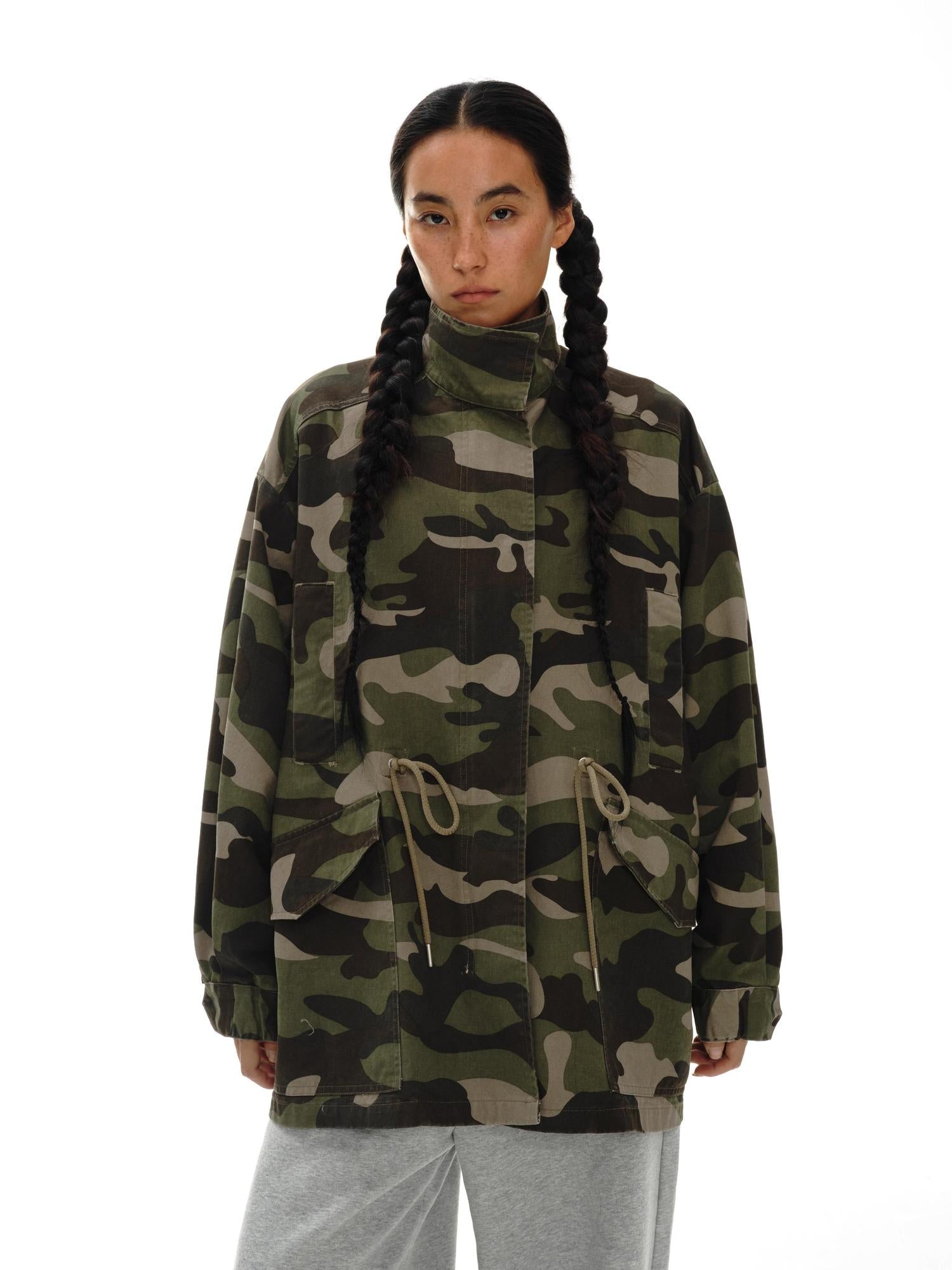 oinimi Vintage Washed Camo Utility Jacket