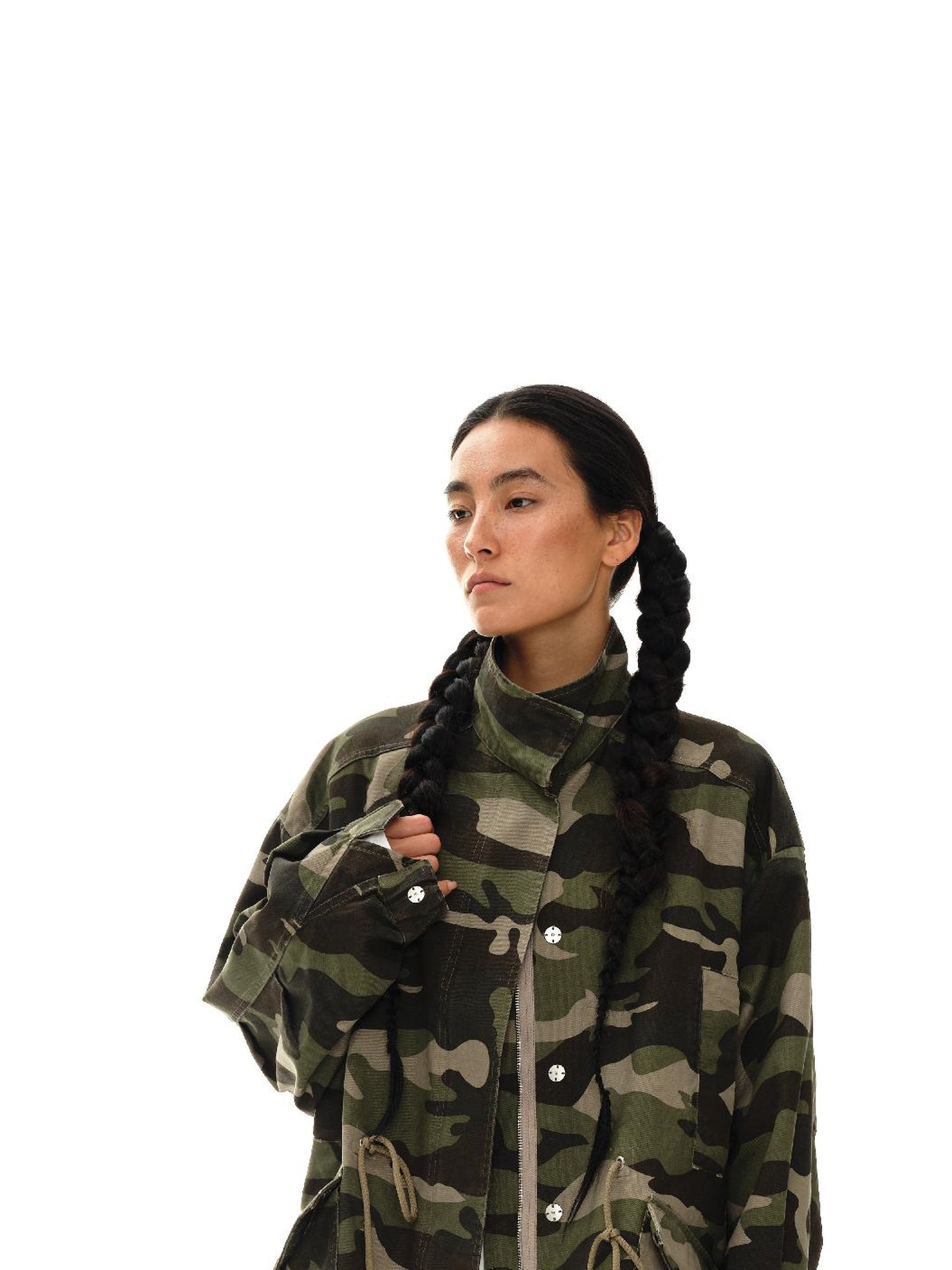 oinimi Vintage Washed Camo Utility Jacket