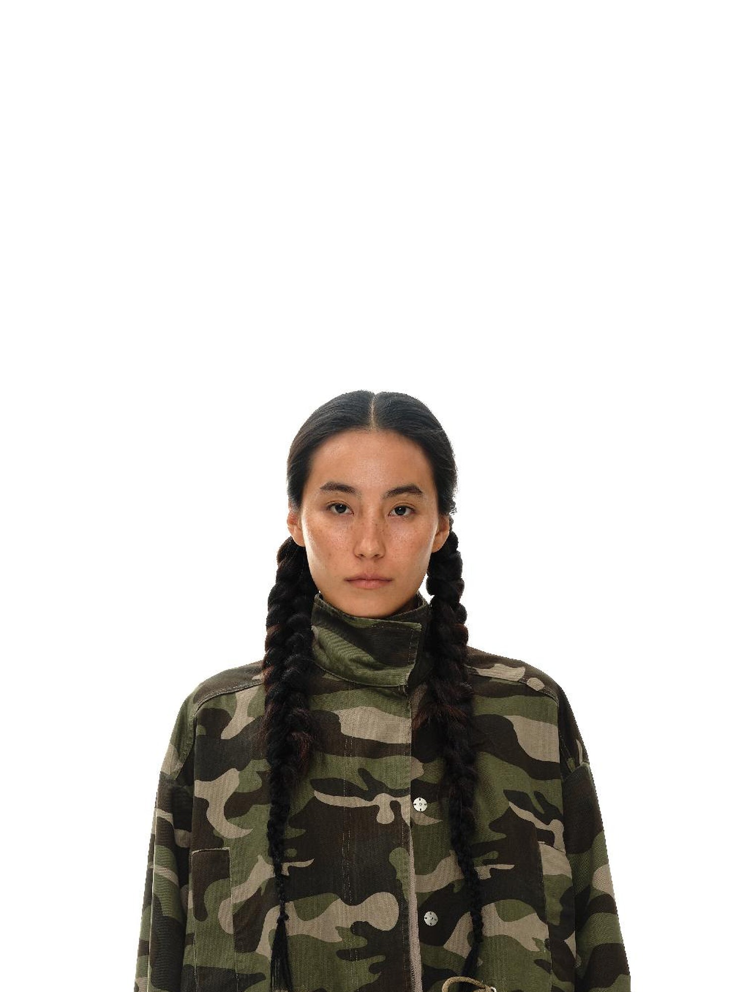 oinimi Vintage Washed Camo Utility Jacket