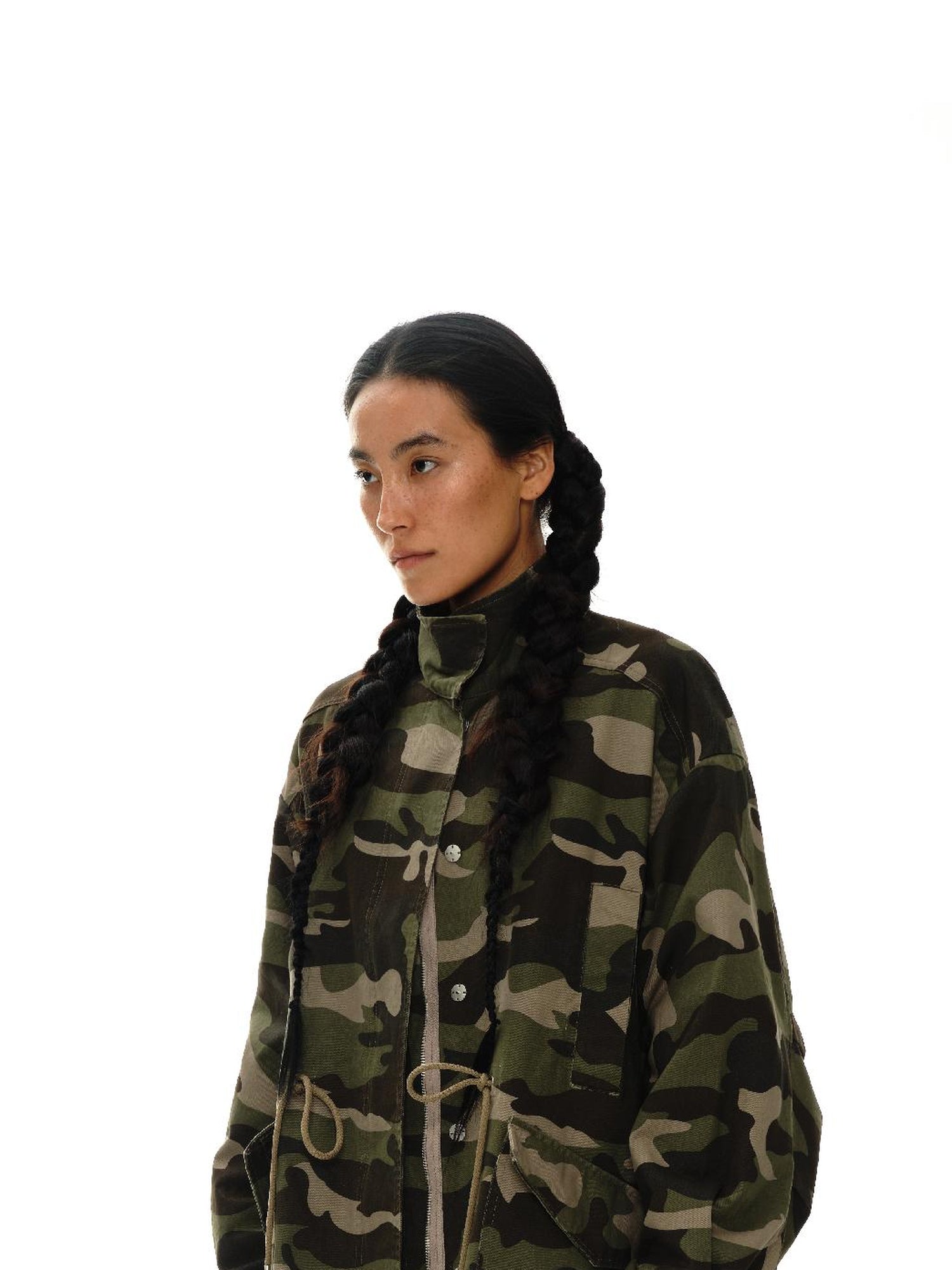 oinimi Vintage Washed Camo Utility Jacket