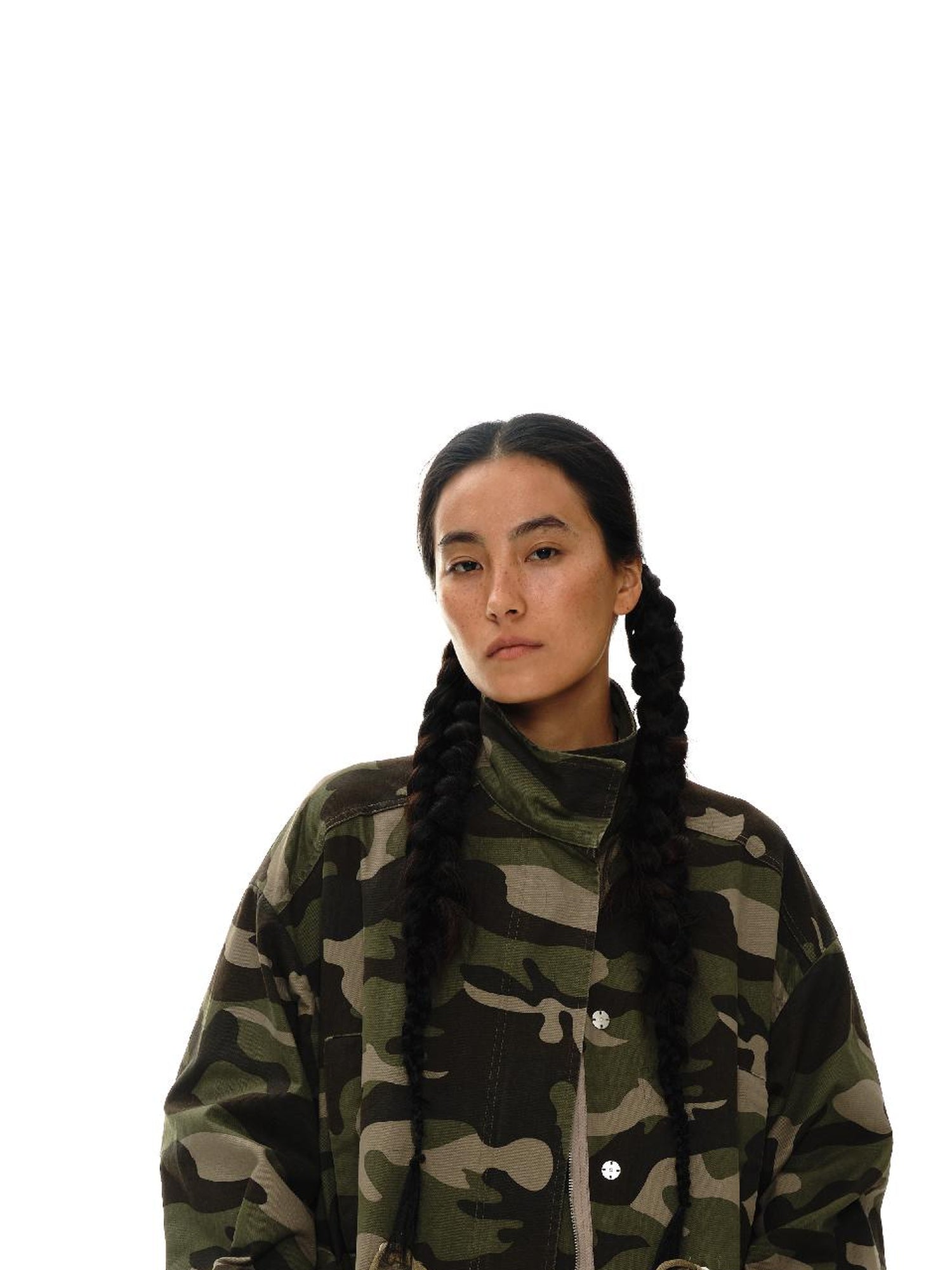 oinimi Vintage Washed Camo Utility Jacket