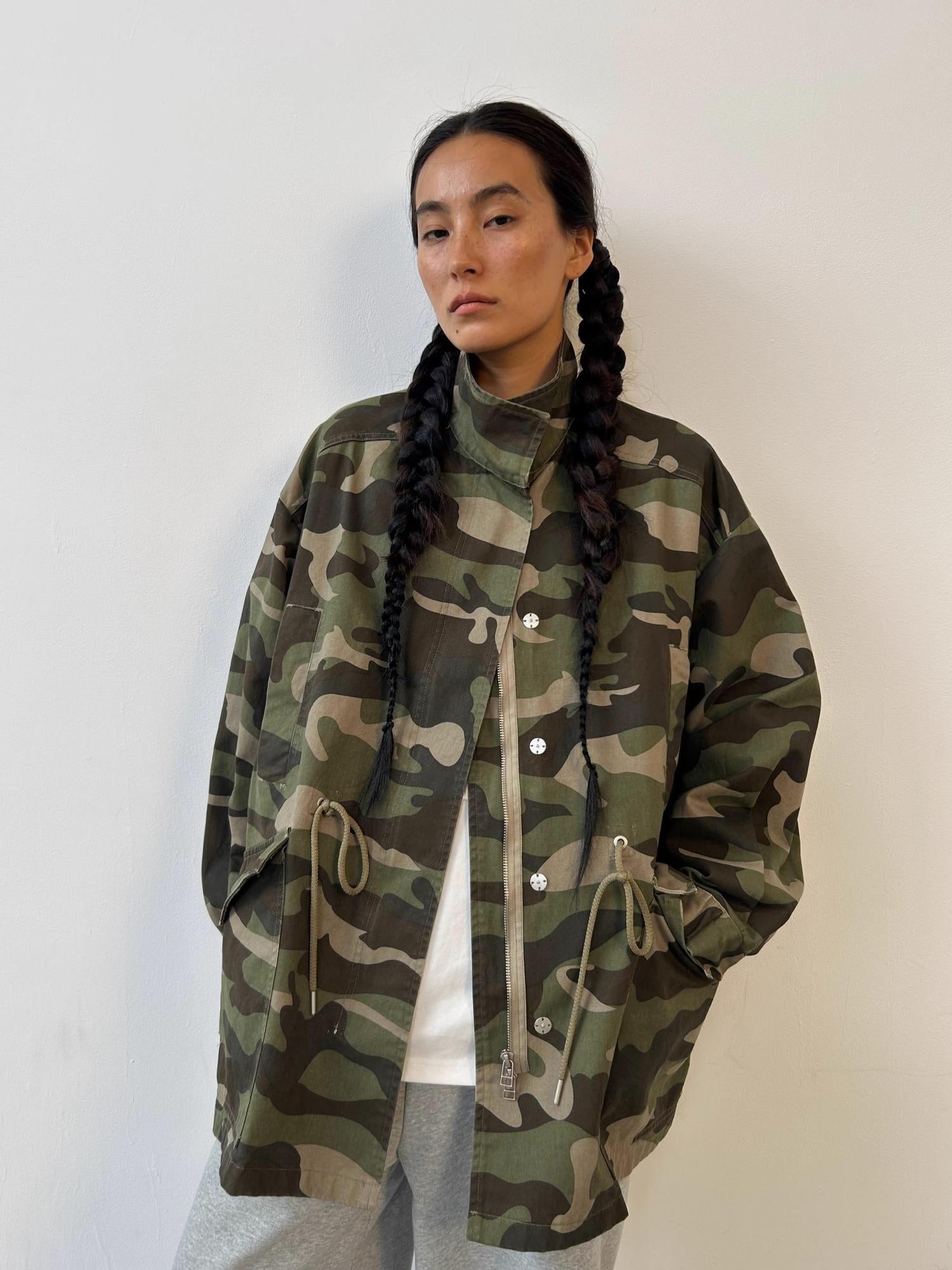 oinimi Vintage Washed Camo Utility Jacket