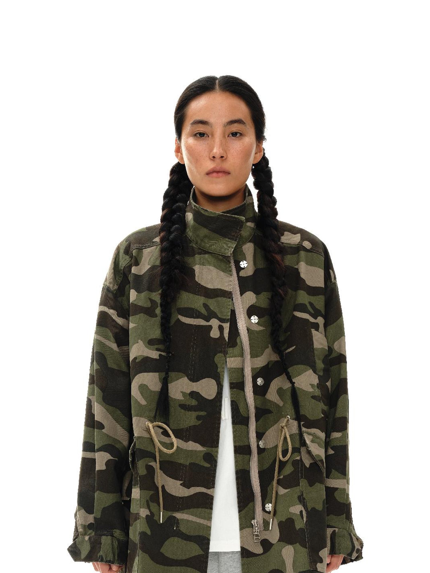oinimi Vintage Washed Camo Utility Jacket