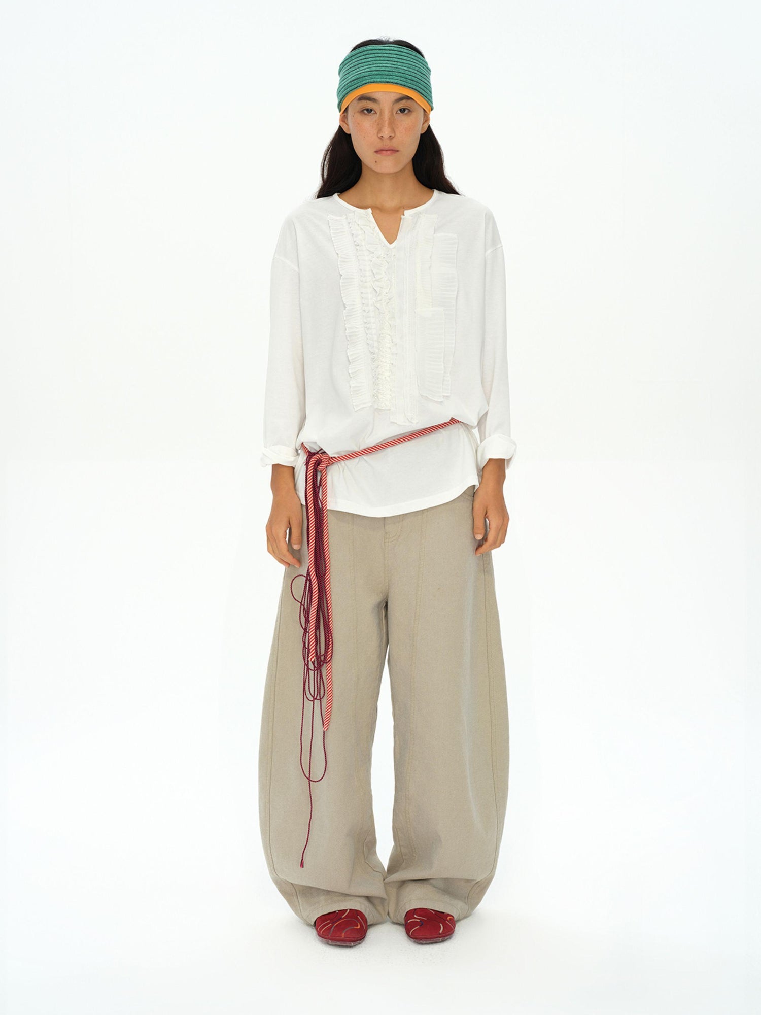 oinimi Vintage Washed Khaki Relaxed Fit Distressed Jeans