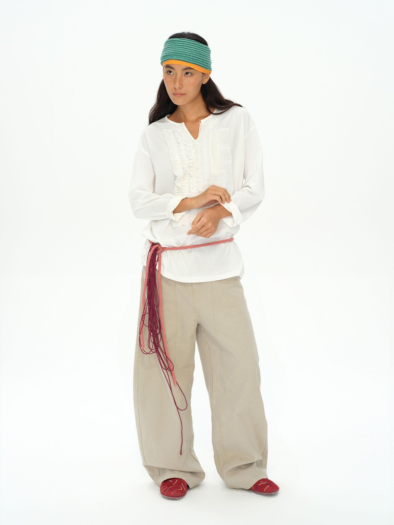 oinimi Vintage Washed Khaki Relaxed Fit Distressed Jeans
