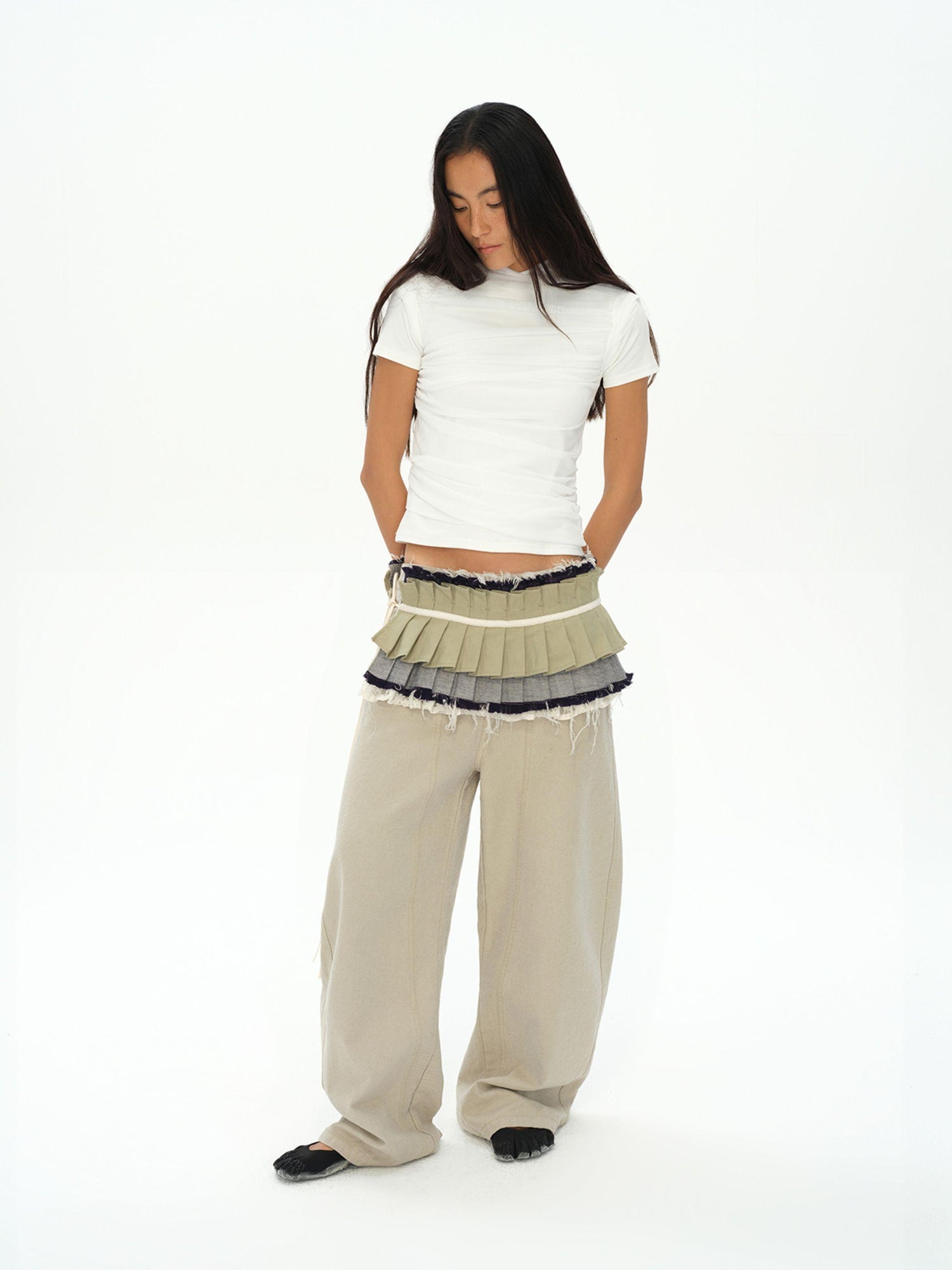 oinimi Vintage Washed Khaki Relaxed Fit Distressed Jeans