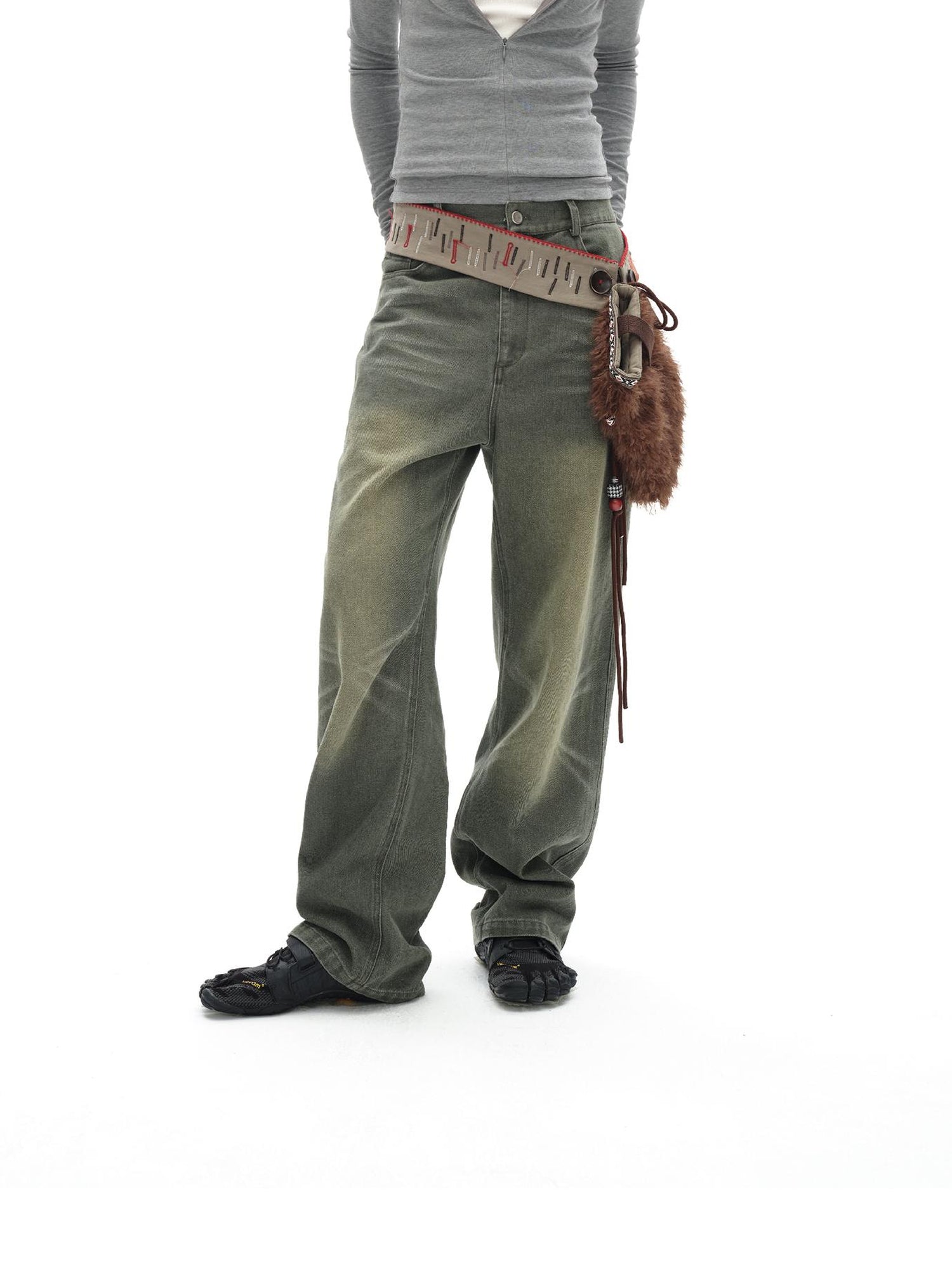 oinimi Vintage Washed Relaxed Fit Straight Leg Jeans