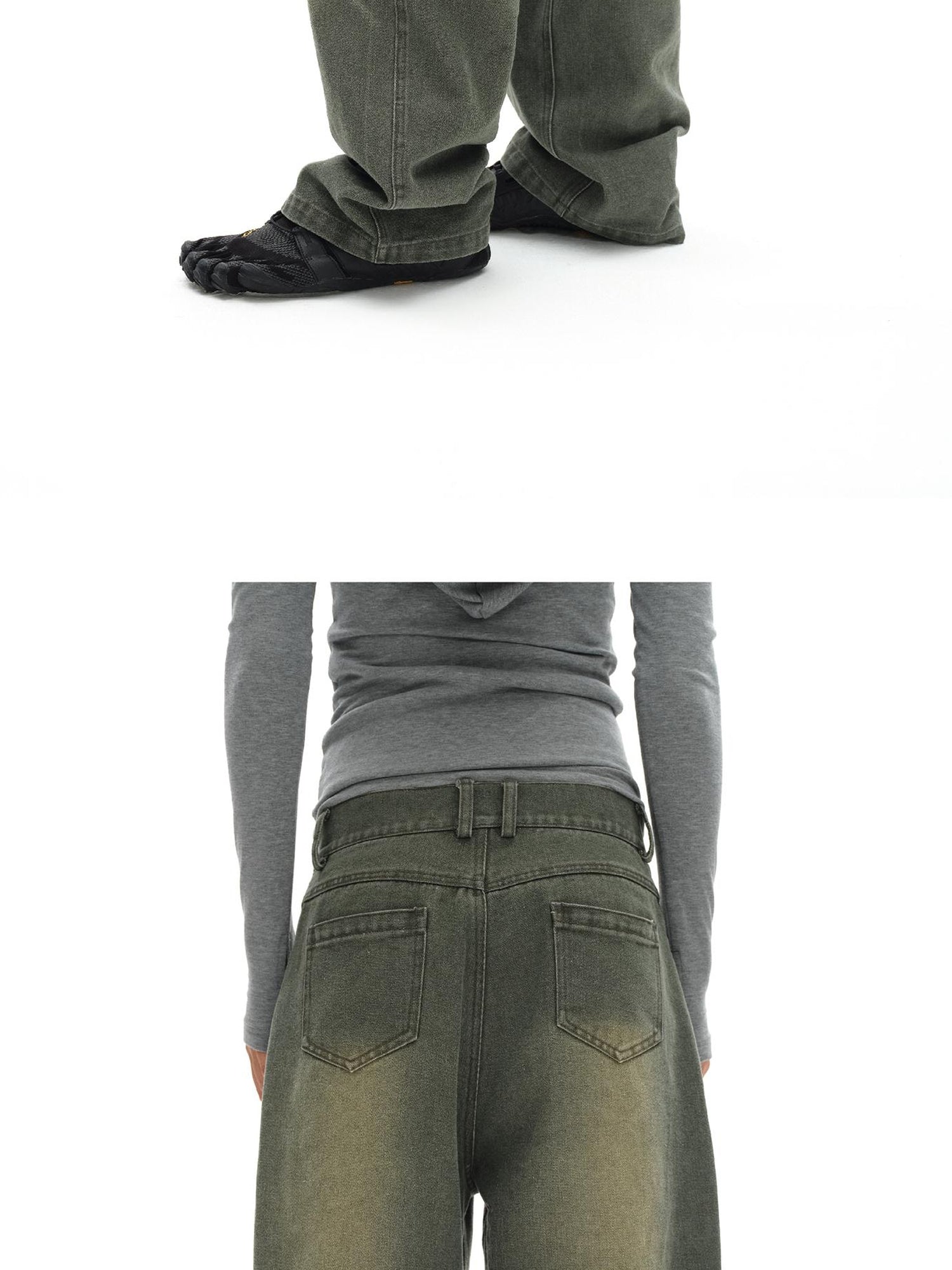 oinimi Vintage Washed Relaxed Fit Straight Leg Jeans