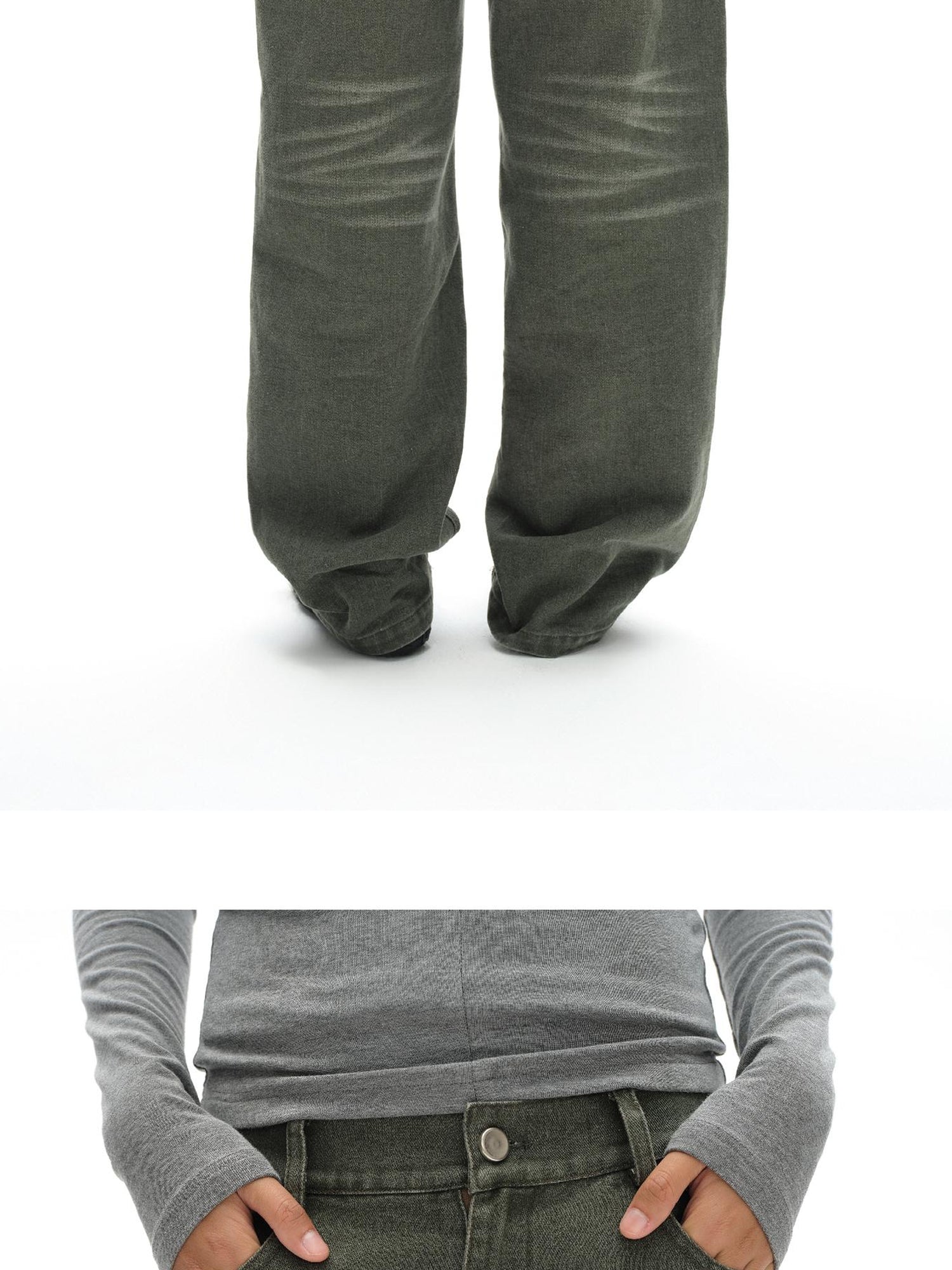 oinimi Vintage Washed Relaxed Fit Straight Leg Jeans
