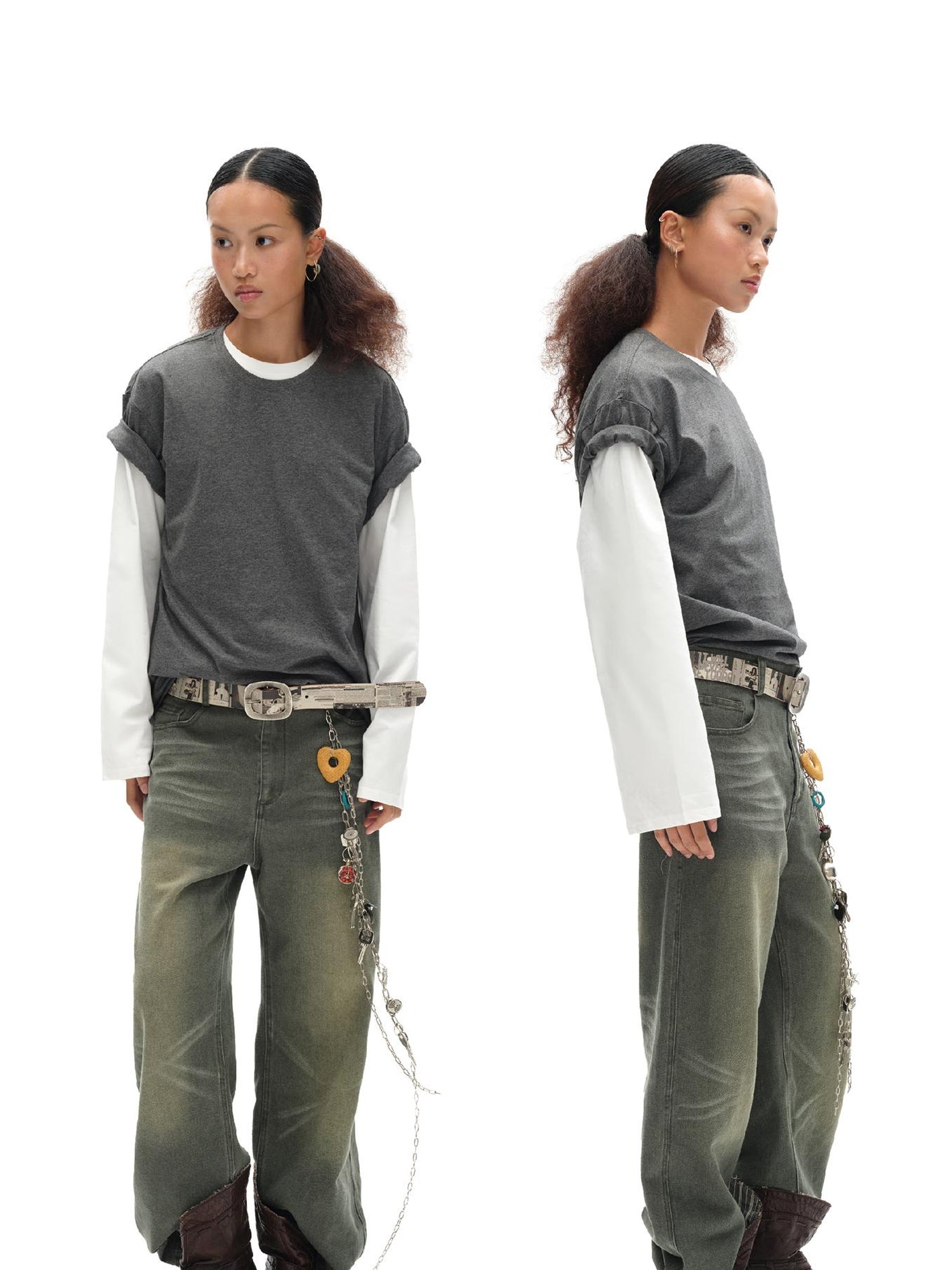 oinimi Vintage Washed Relaxed Fit Straight Leg Jeans