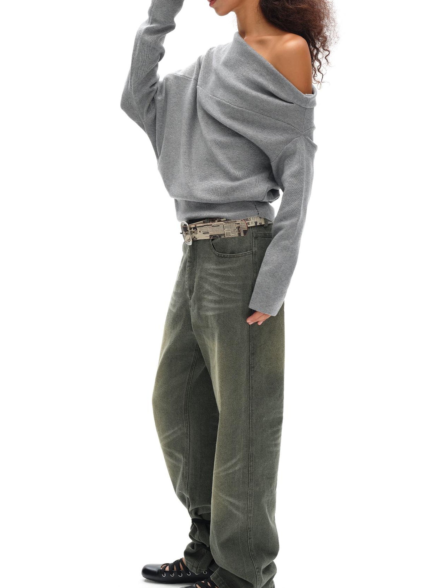 oinimi Vintage Washed Relaxed Fit Straight Leg Jeans