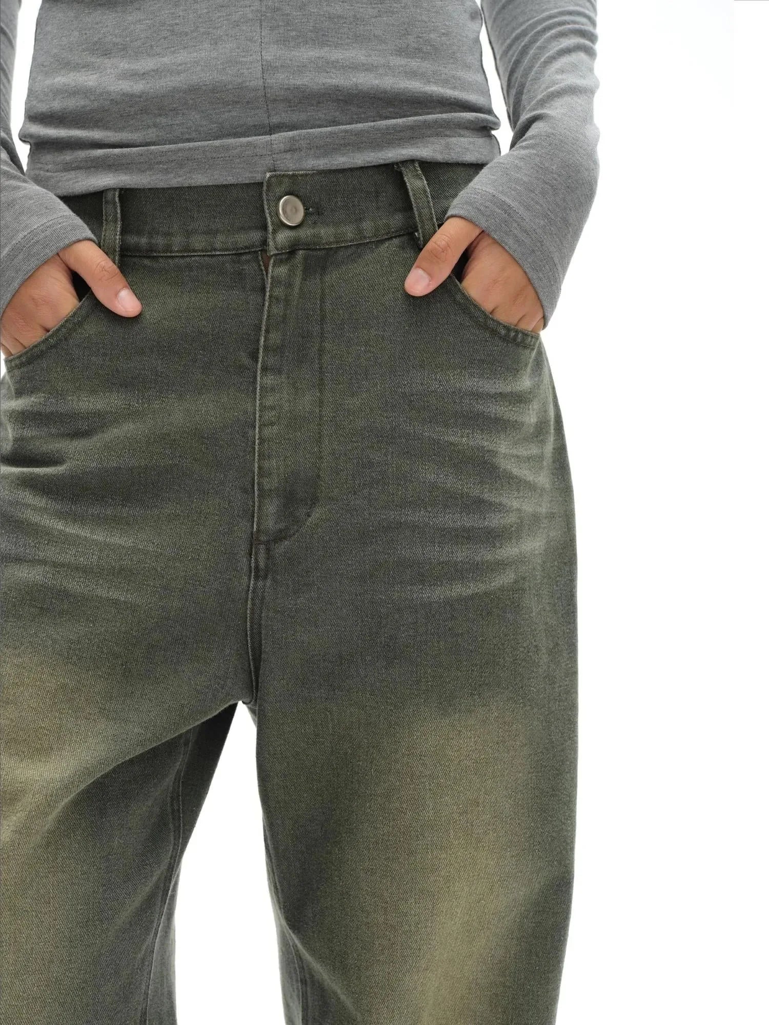 Vintage Washed Relaxed Fit Straight Leg Jeans