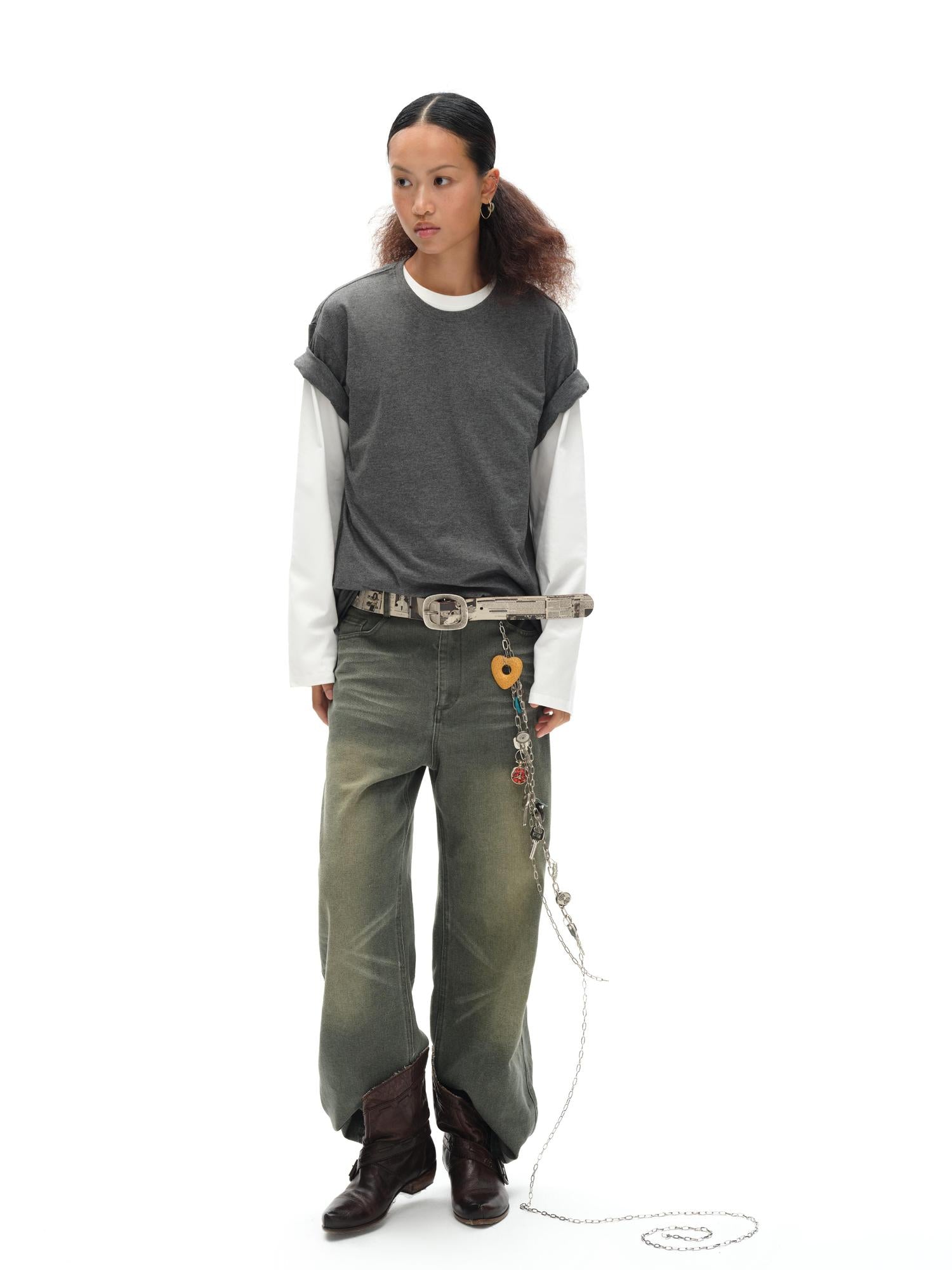 oinimi Vintage Washed Relaxed Fit Straight Leg Jeans
