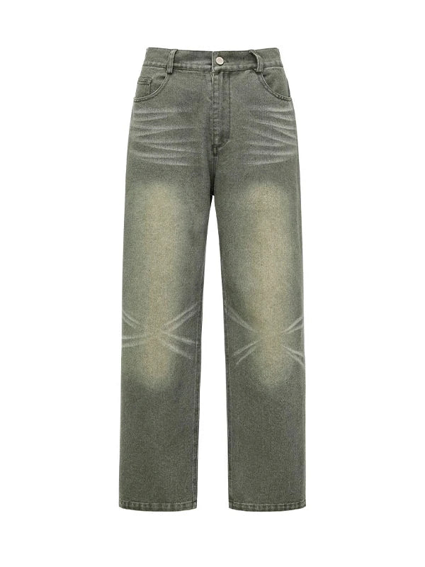 Vintage Washed Relaxed Fit Straight Leg Jeans