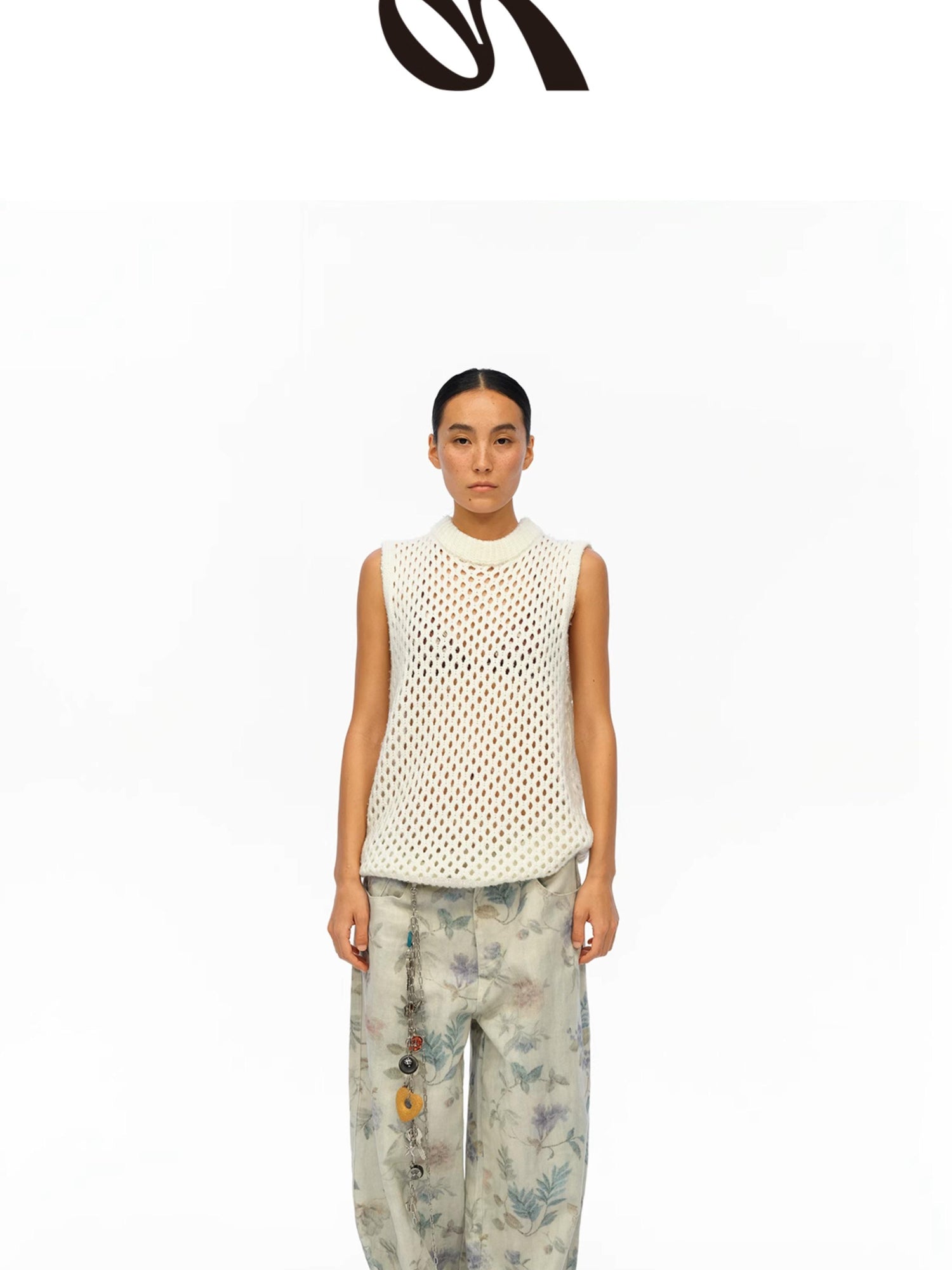 oinimi Washed Wide Leg Jeans with Botanical Print Mid Low Waist Casual Trousers