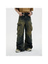 Vintage Industrial Washed Wide Leg Cargo Jeans