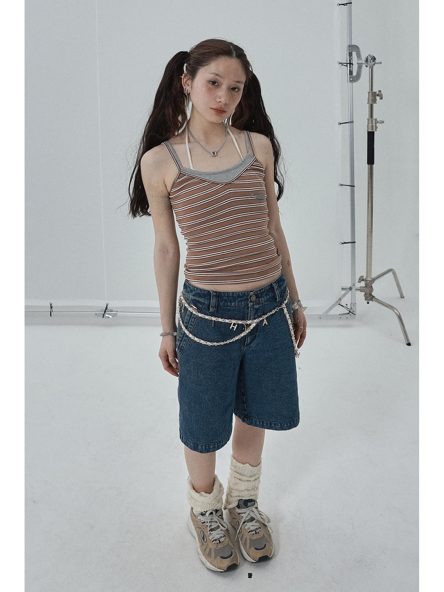 Achihara Sleeveless Striped Cotton Tank Top For Women Summer Fall Layering Essential