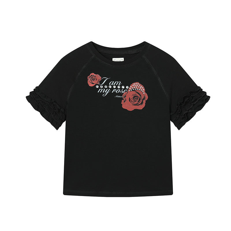 Achihara 2025 Summer Spring Short Sleeve Crop Top T-Shirt