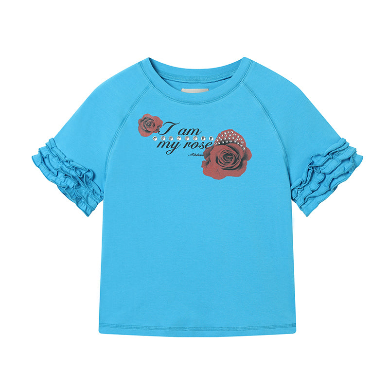 Achihara 2025 Summer Spring Short Sleeve Crop Top T-Shirt