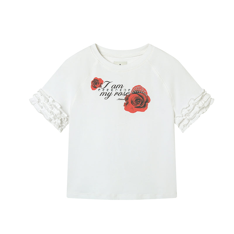 Achihara 2025 Summer Spring Short Sleeve Crop Top T-Shirt