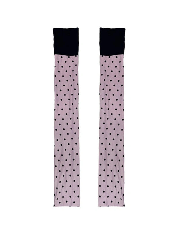 Gray Pink Knit Long Stacked Leg Warmers Socks
