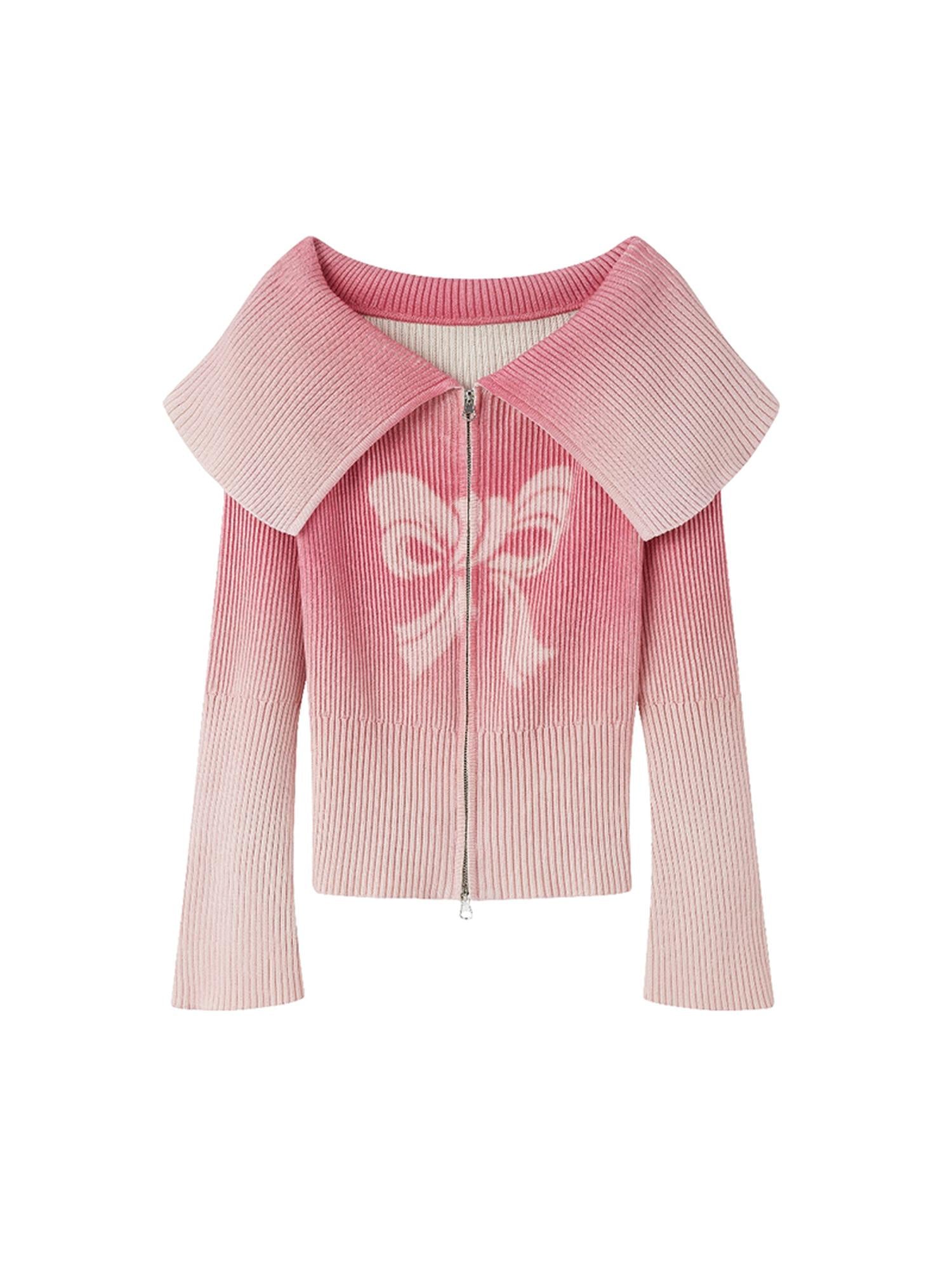 DIDDI MODA Sweet Rebel Bow Gradient Knit Cardigan