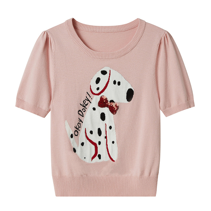 DIDDI MODA Fun Dotted Dog Knit Tee