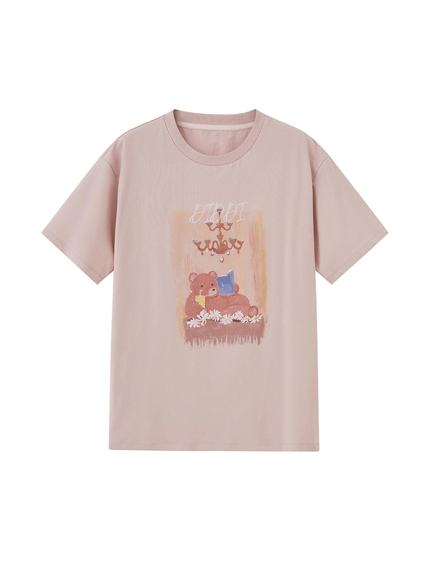 Cozy Reading Bear Cotton Tee