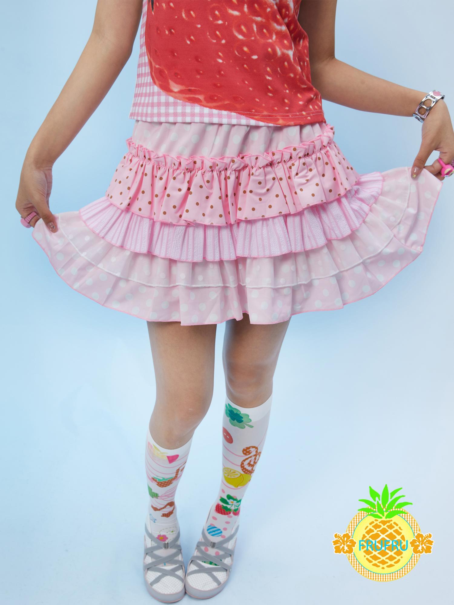 Frufru Gulu Hawaiian Dream Polka Dot Cake Skirt Cute Flowy