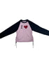 Color Block Raglan Long Sleeve Dot Print I Love T-Shirt
