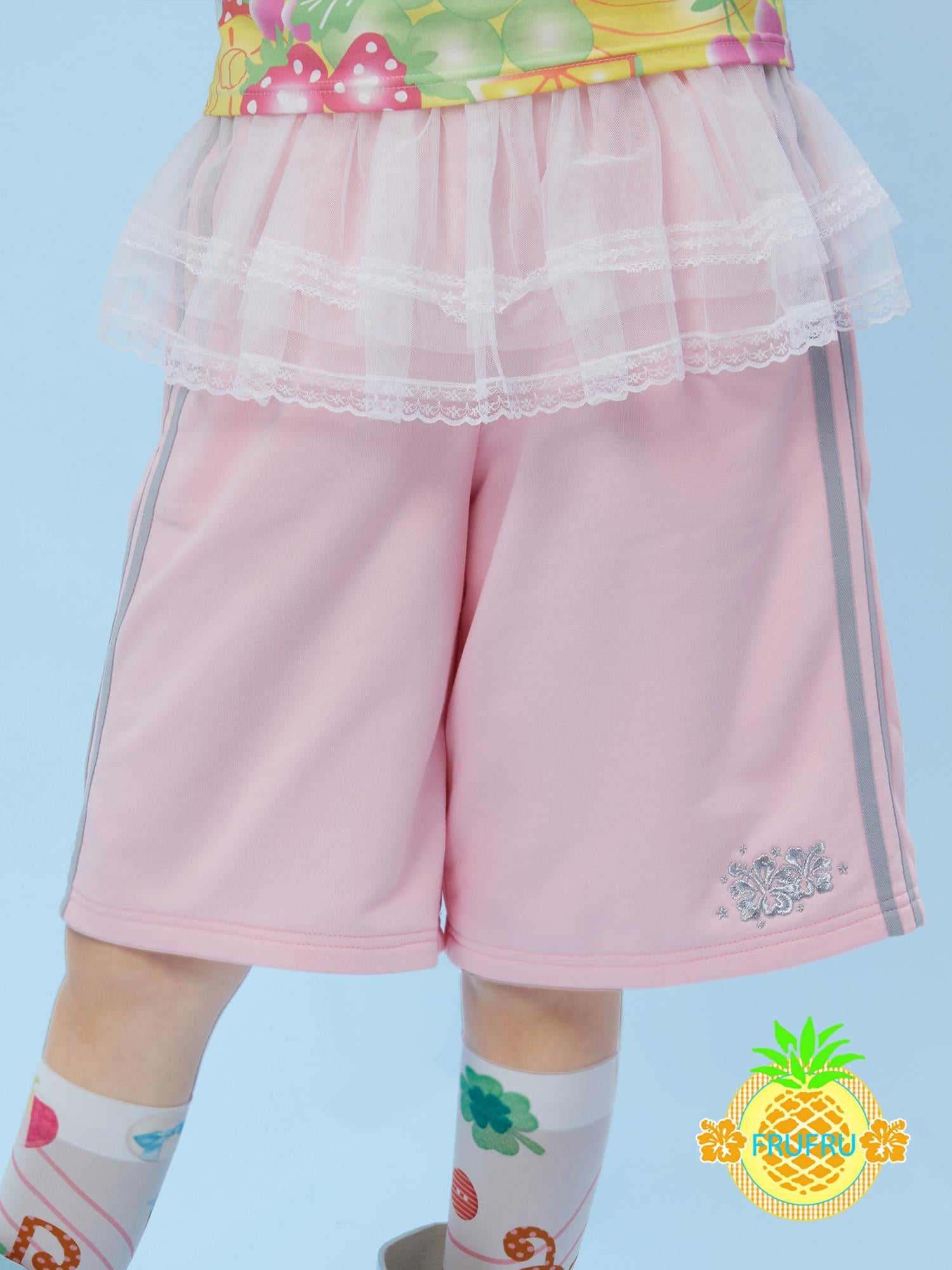 Frufru Gulu Hawaii Dream Lace Trim Cute Sporty Shorts