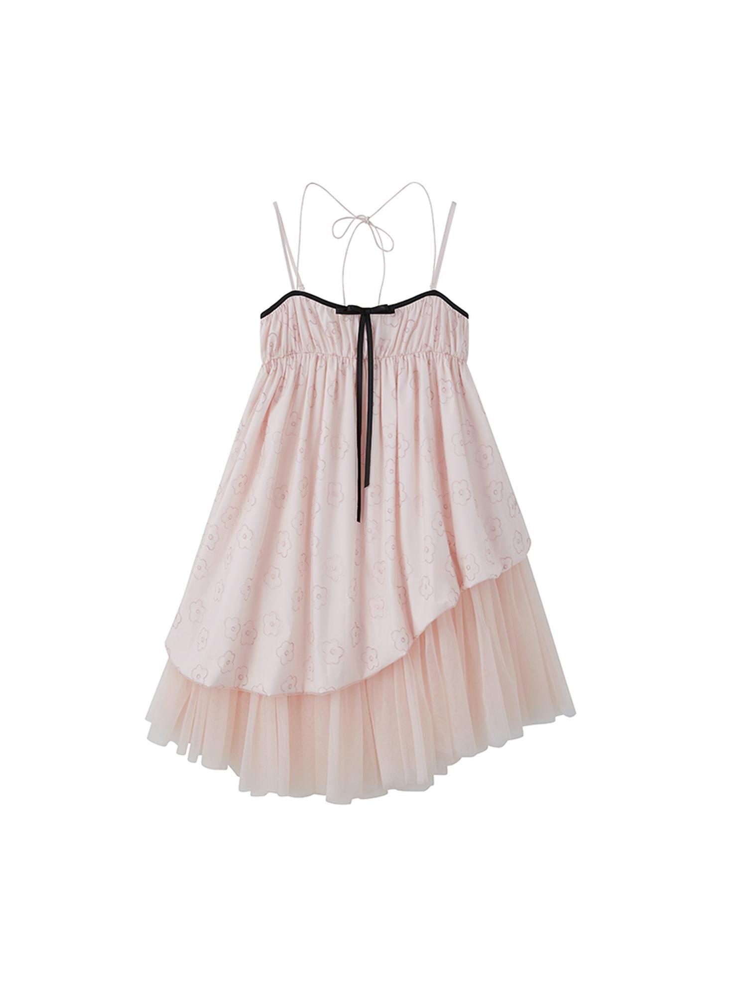 DIDDI MODA Floral Bloom Sheath Dress With Layered Tulle Hem