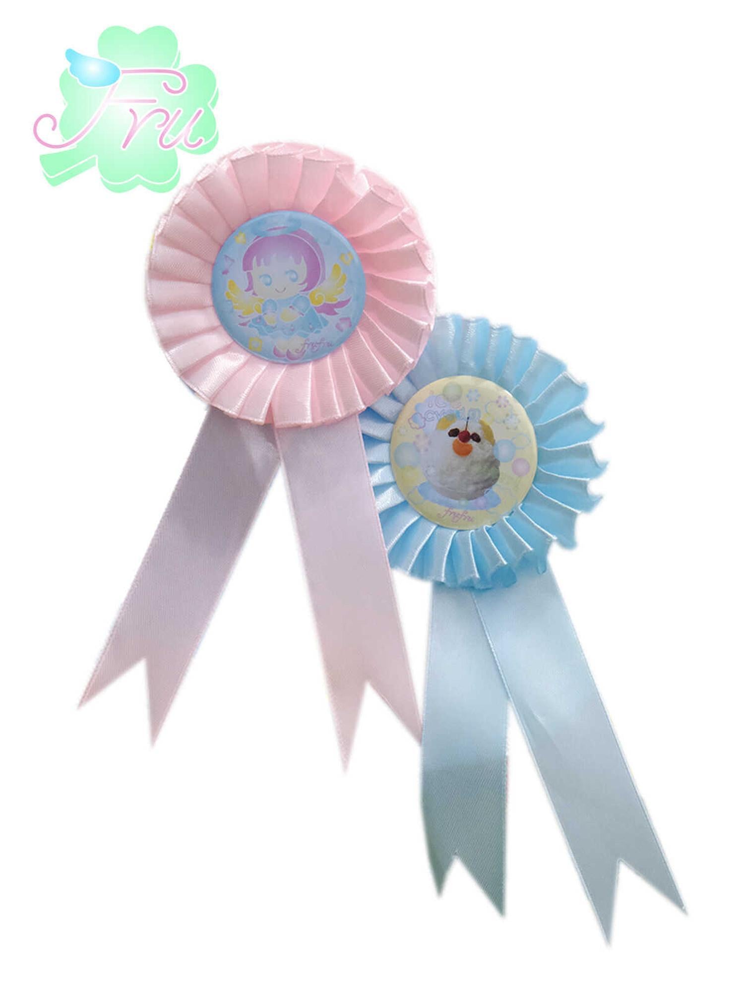 Frufru Gulu Pink Blue Four Leaf Clover Candy Pin Badge