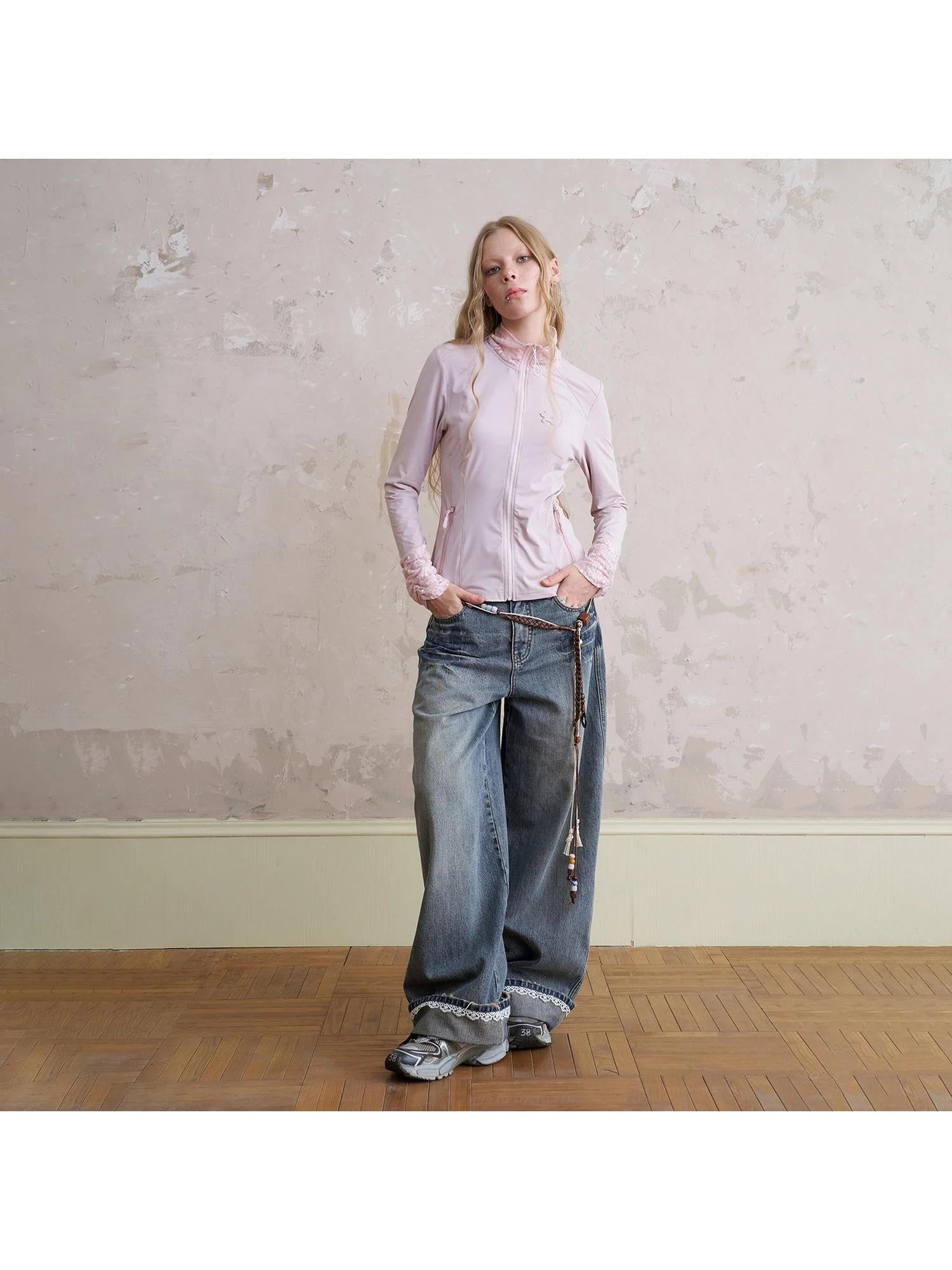 Layered Puppy Embroidery Lace Sunshirt