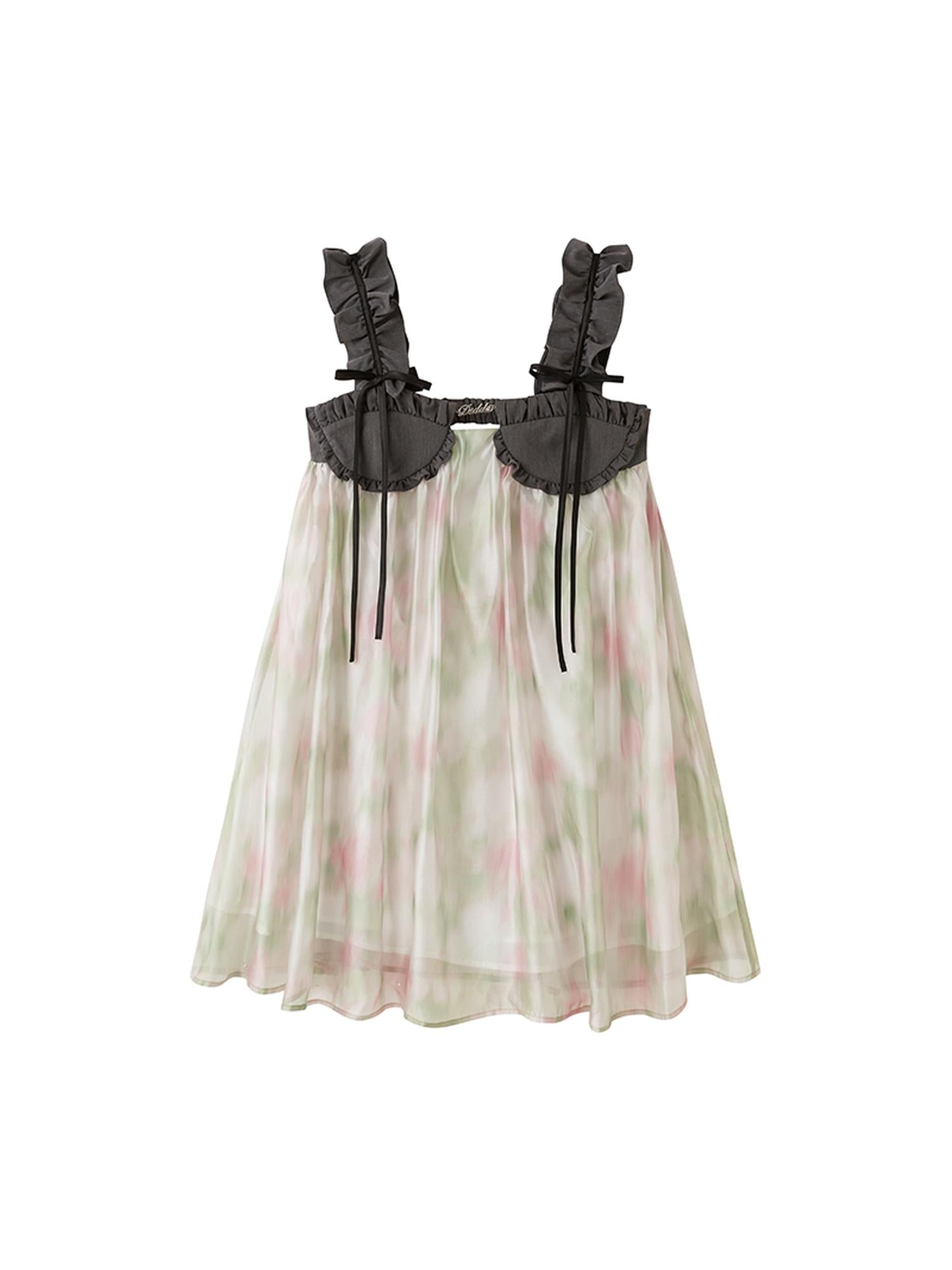 DIDDI MODA Ethereal Floral A Line Sundress With Ruffled Hem