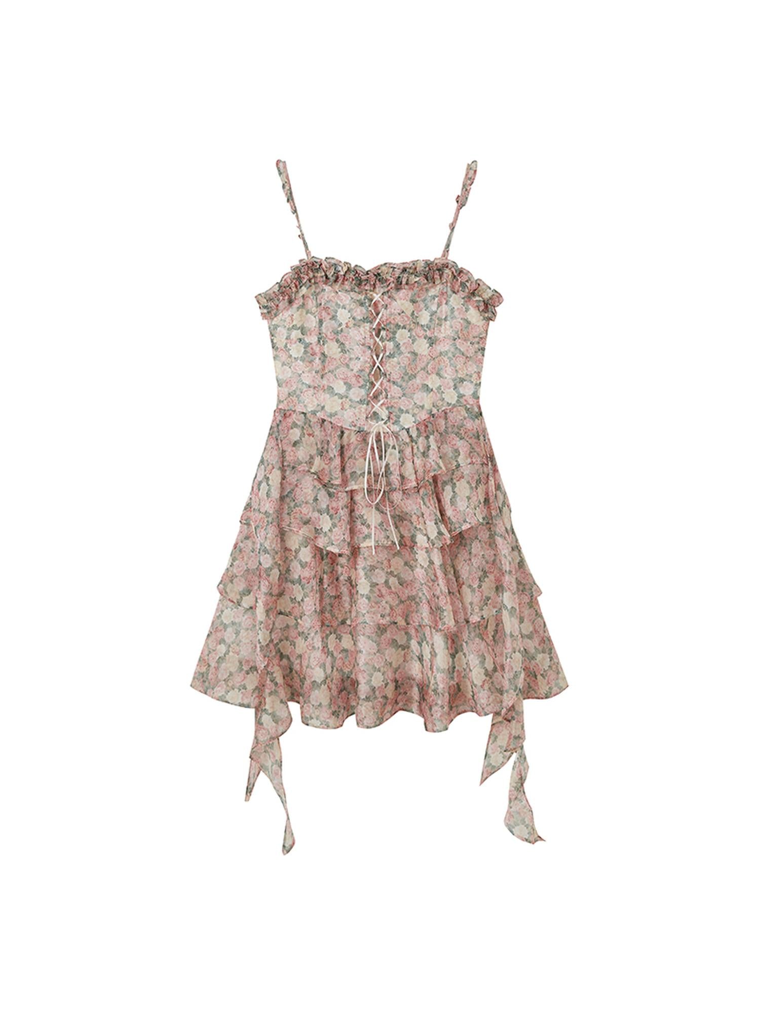 DIDDI MODA Floral Strapless Sundress With Detachable Bloom Choker