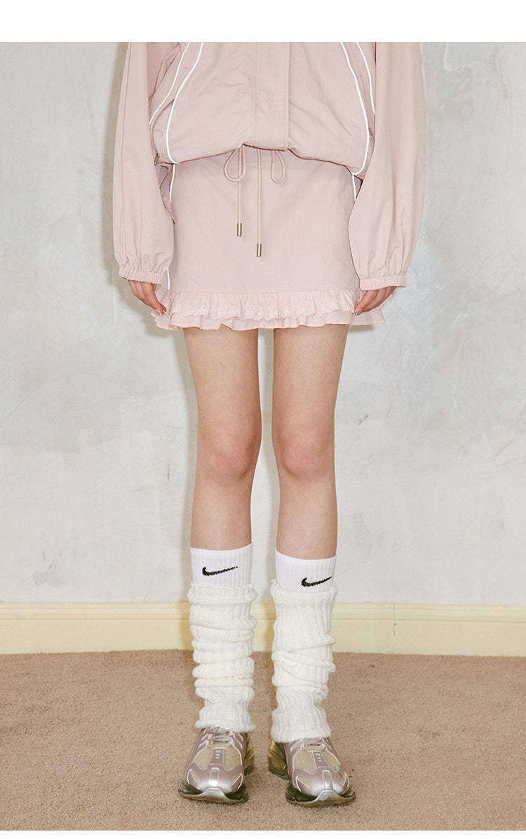 DIDDI MODA Sweet Lace Utility Outfit Reflective Trim Softshell Skirt Set