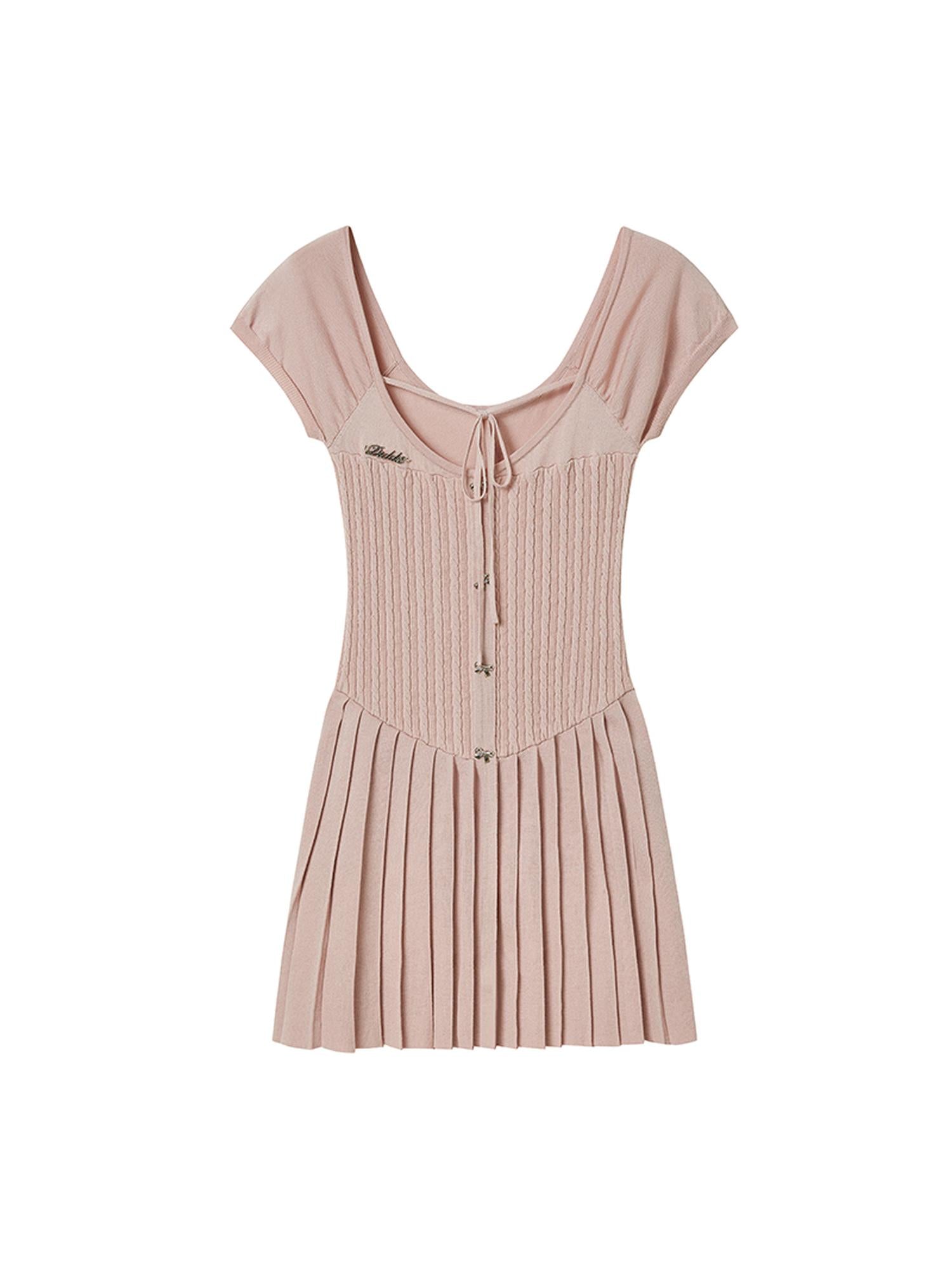 DIDDI MODA Elegant Knit Halter Neck Mini Dress With Bow Detail