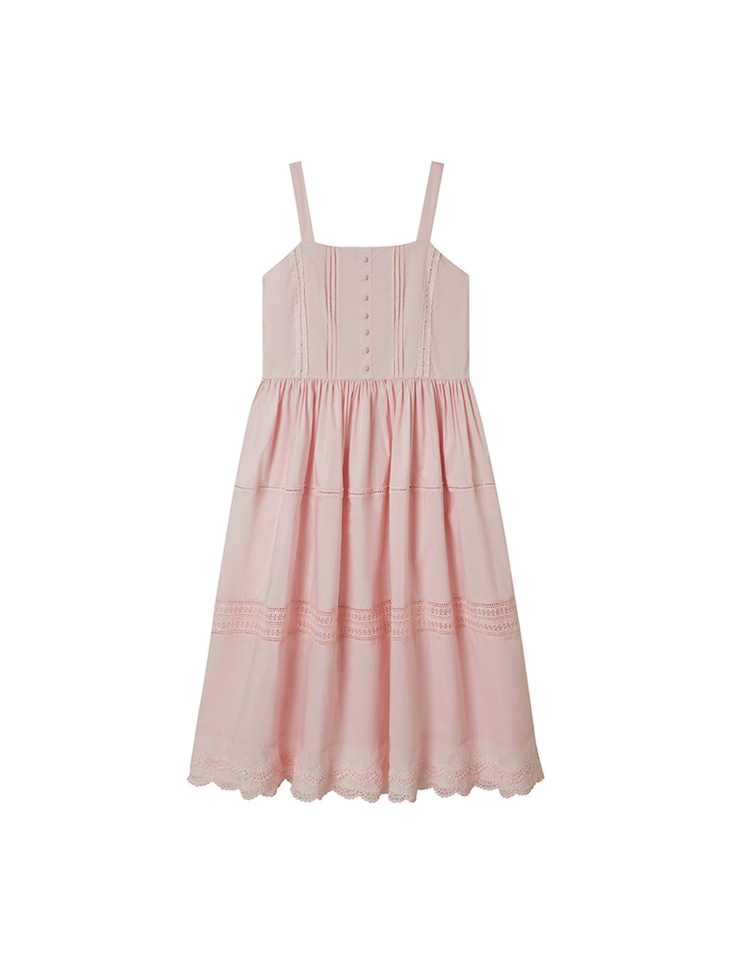 DIDDI MODA Lace Trimmed Square Neck A Line Sundress