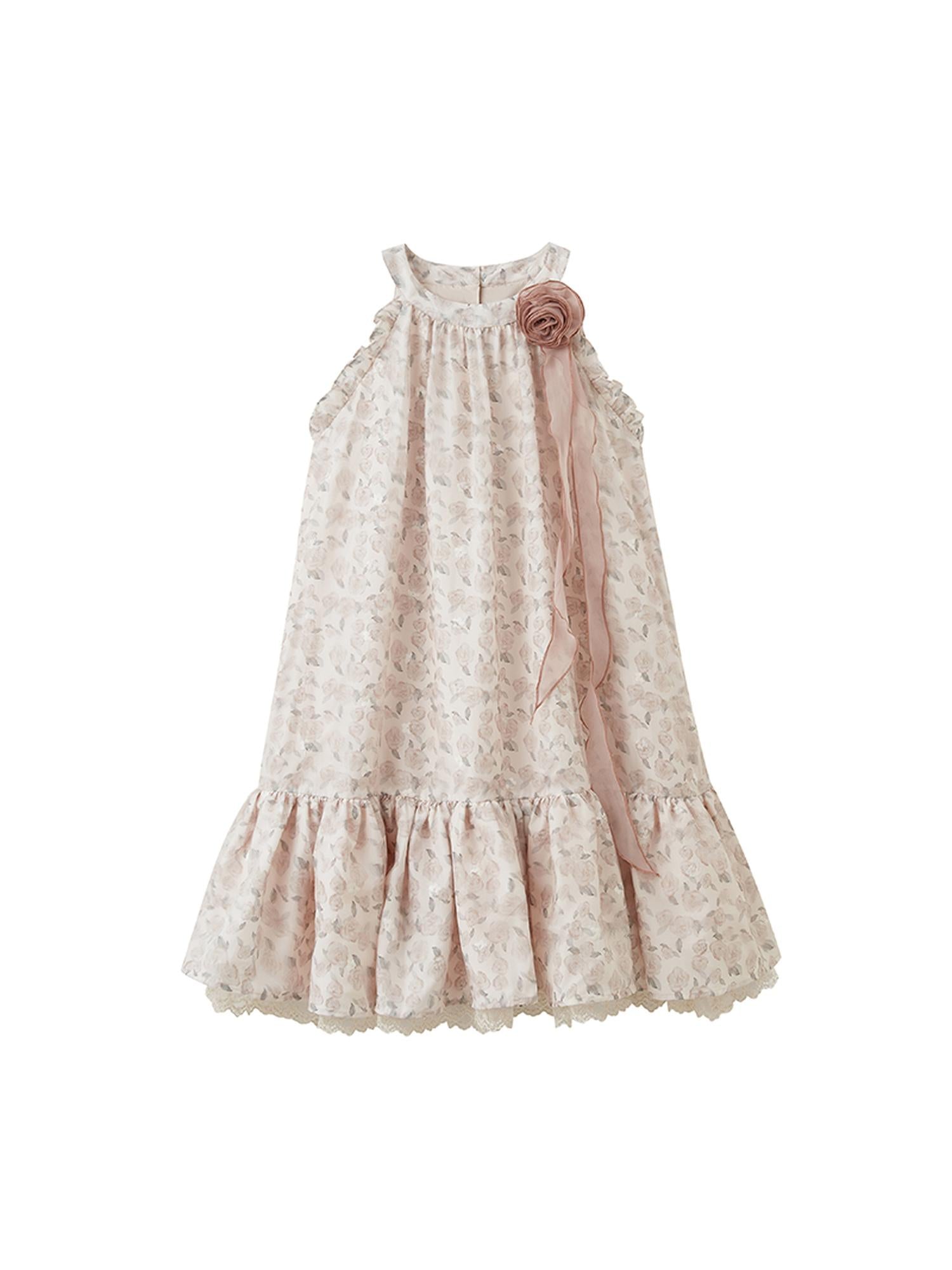 DIDDI MODA Ethereal Blue Floral Embroidery Off Shoulder Beach Dress