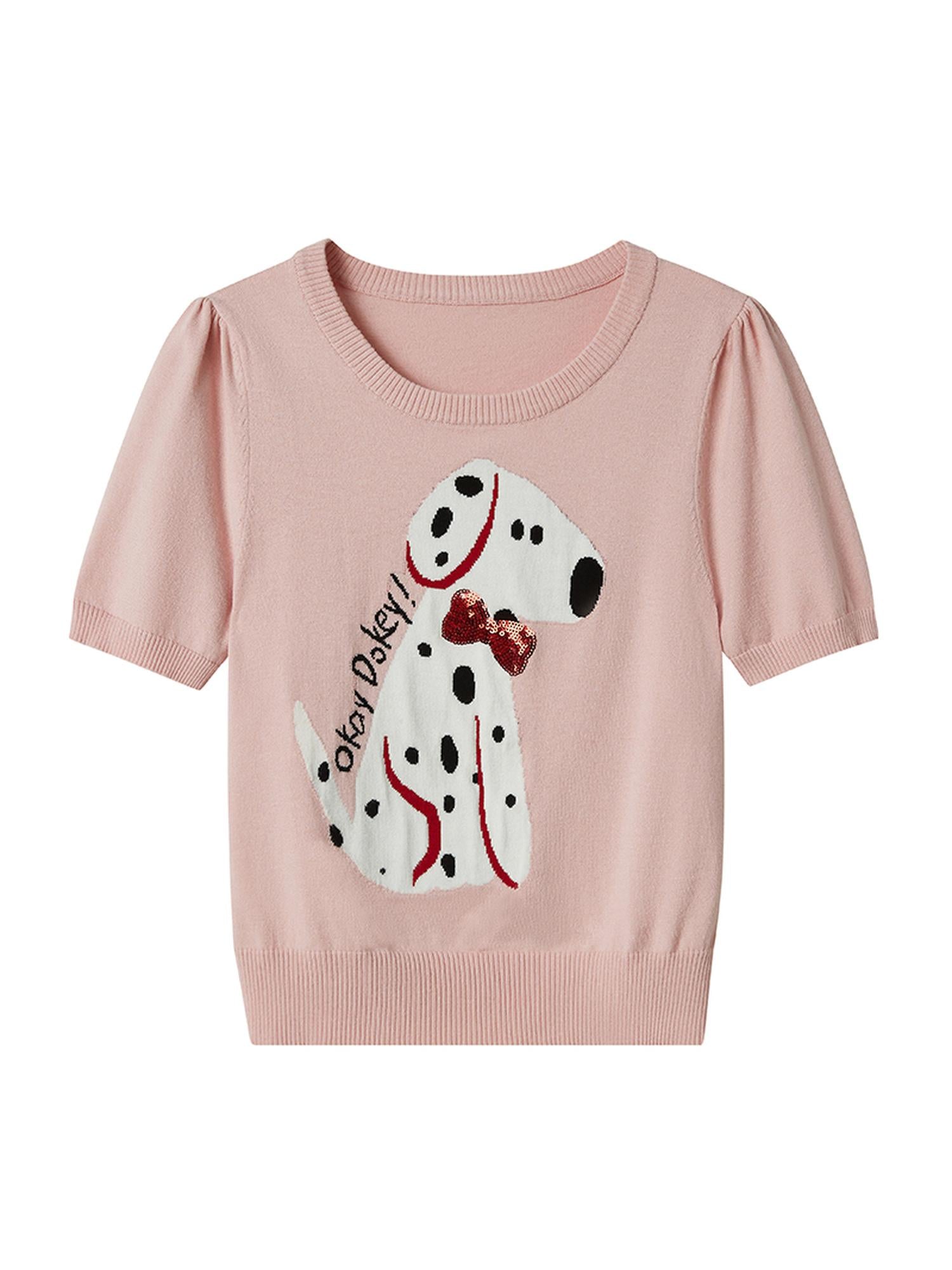 DIDDI MODA Spotted Dog Knit Vest And Tee Set